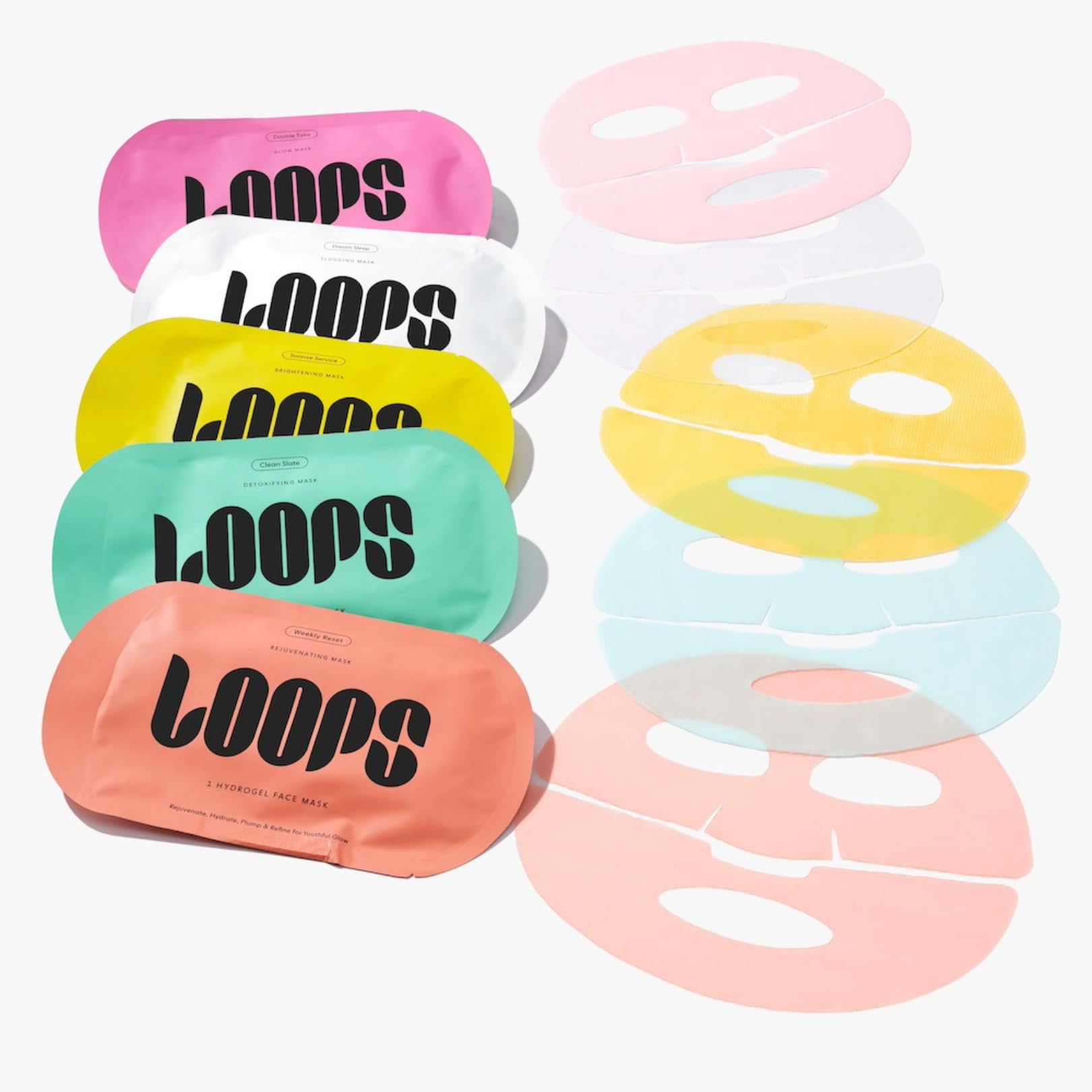 LOOPS DOUBLE TAKE - Glow Korean Hydrogel Face Masks - Calms and Soothes Skin - Refine Pores and Smooth for a Flawless Face - Hydrating Skin Mask Face Mask Leaves You Refreshed and Loumonus 5pc
