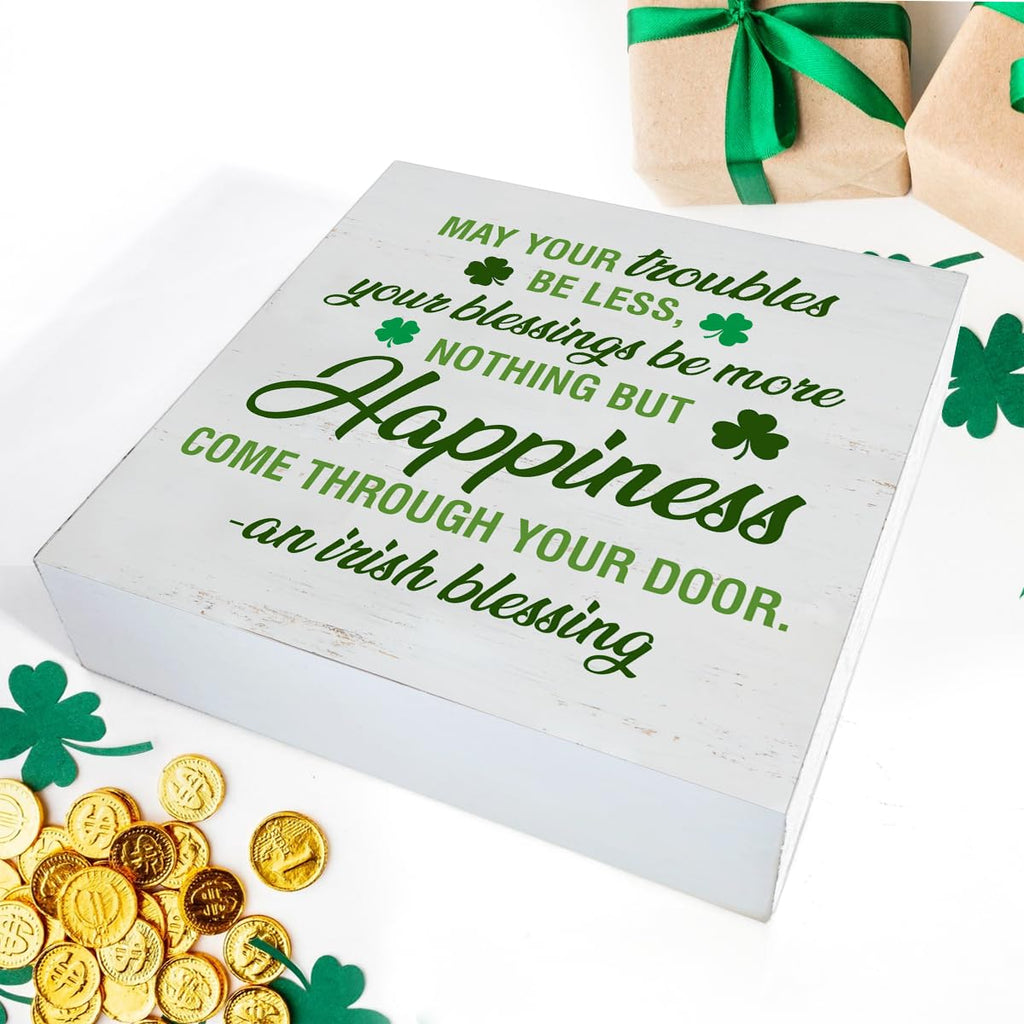 Dumyum St. Patrick's Day Decorative Sign, Wooden, 5 Inches x 5 Inches, Green, Rustic, Tabletop or Wall Mount