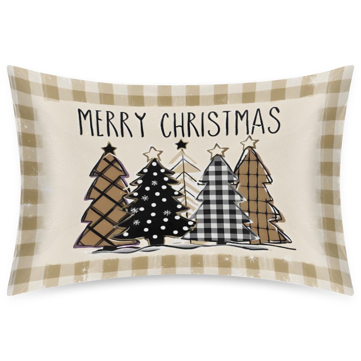 Christmas Light Trees Satin Pillow Case for Hair and Skin Satin Pillowcase Without Zipper Pillowcase, Standard Size Slip Silk Pillow Cases 20"x26" Silk Pillowcases for Bedroom Sofa Home Decor