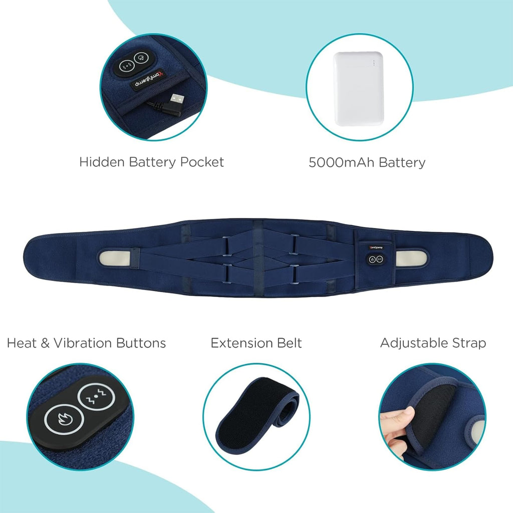 Comfytemp Cordless Heating Pad with Massager for Back, Fathers Day Dad Gifts for Men, FSA Eligible HSA Portable Lower Back Massager Rechargeable Wireless Electric, Women Mom Seniors 3 Heat 30mins Off