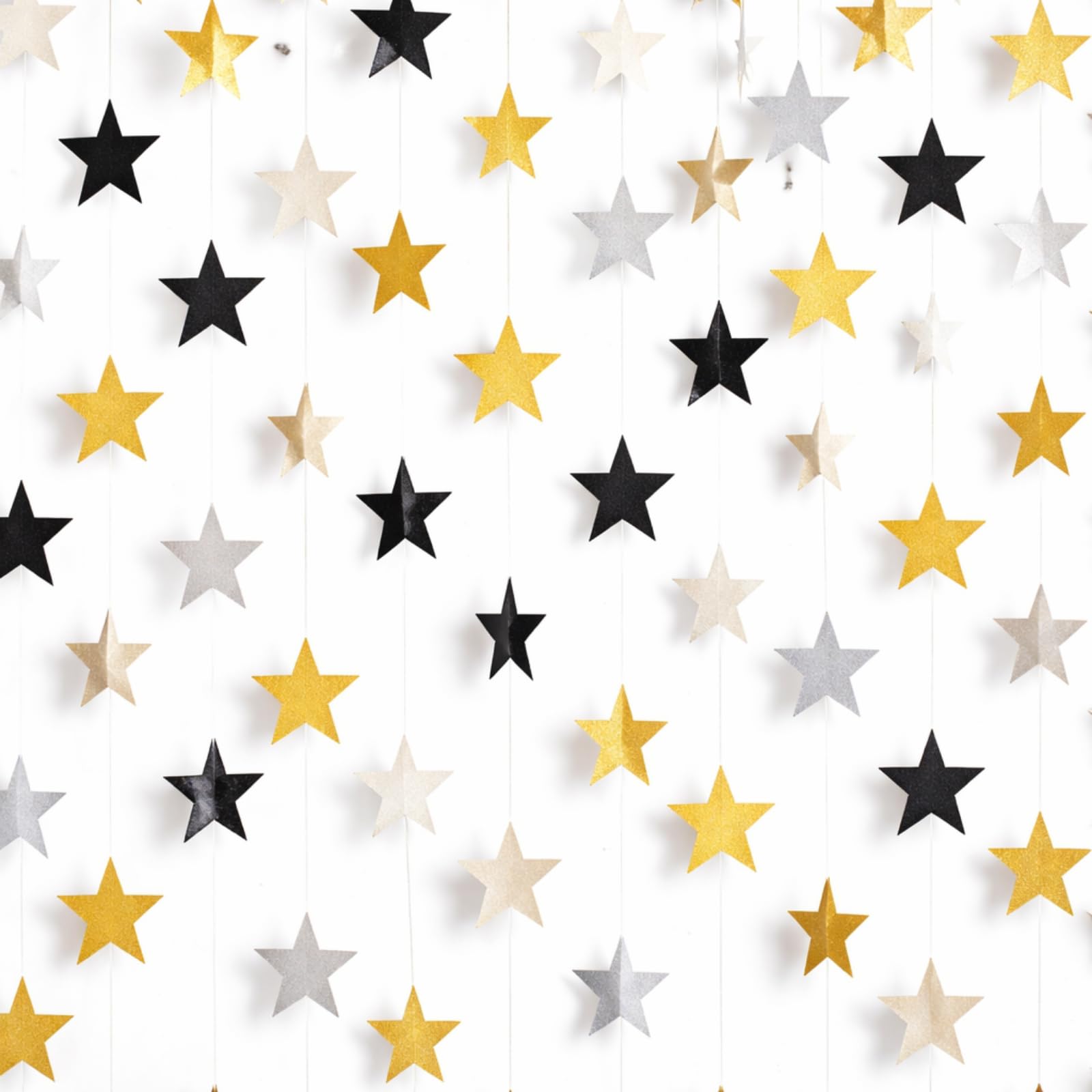 Patelai Glitter Star Garland Banner 2026 Graduation Decor 130 Feet Star Hanging Banner Twinkle Backdrop for Party Birthday Classroom Wedding Supplies(Gold)