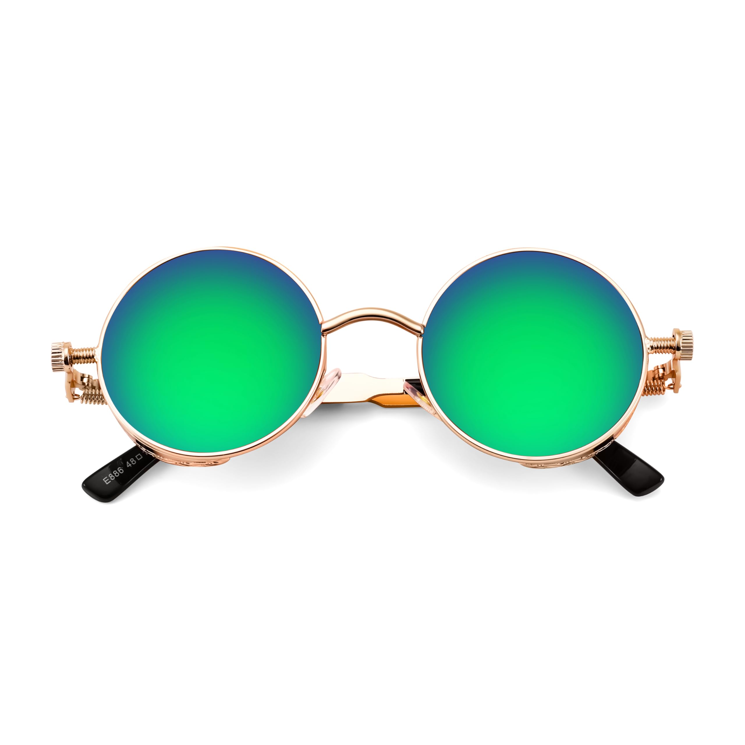 FEISEDY Retro Gothic Steampunk Sunglasses Round Metal Frame Punk Circle Inspired Shade Men B1857
