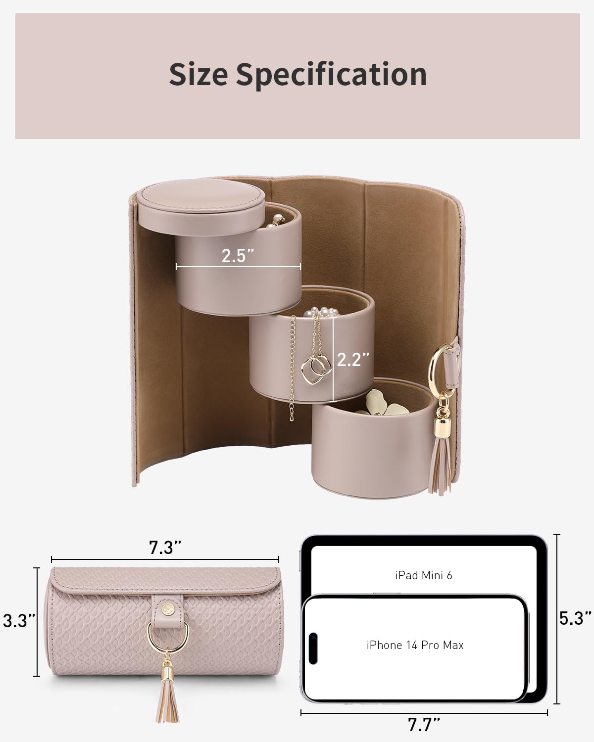 VLANDO Gifts 2026 for Women, Girl - Travel Jewelry Oragnizer, 3-Layer Jewelry Storage Box, Travel Essential Accessories for Women, Birthday Gifts for Couples Mom Friends - Grey