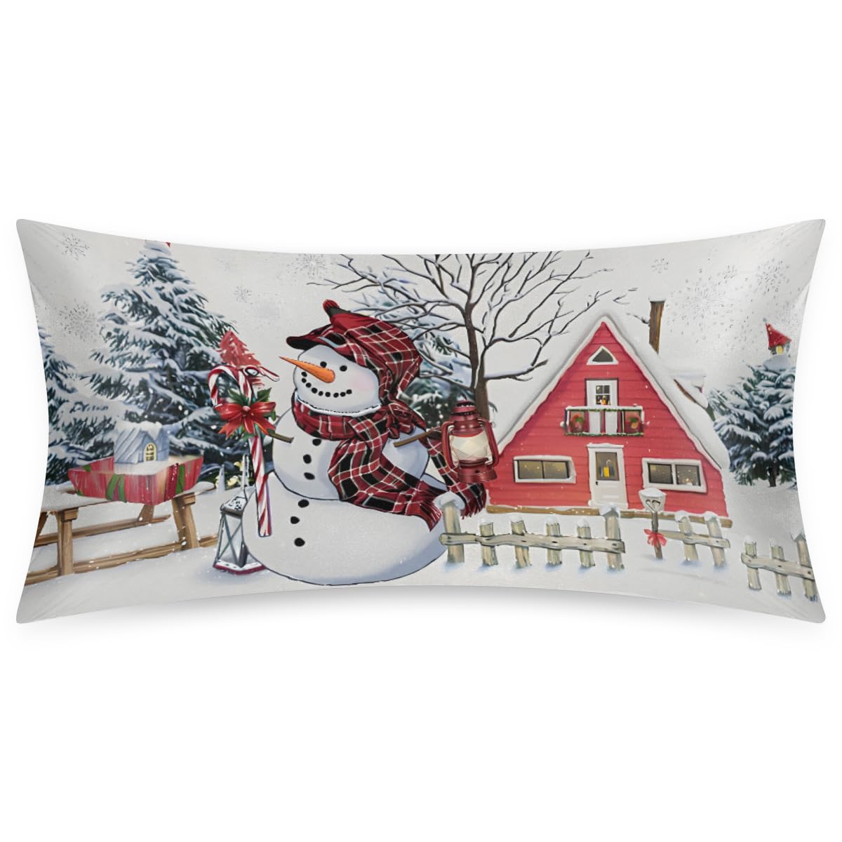 Christmas Light Trees Satin Pillow Case for Hair and Skin Satin Pillowcase Without Zipper Pillowcase, Standard Size Slip Silk Pillow Cases 20"x26" Silk Pillowcases for Bedroom Sofa Home Decor