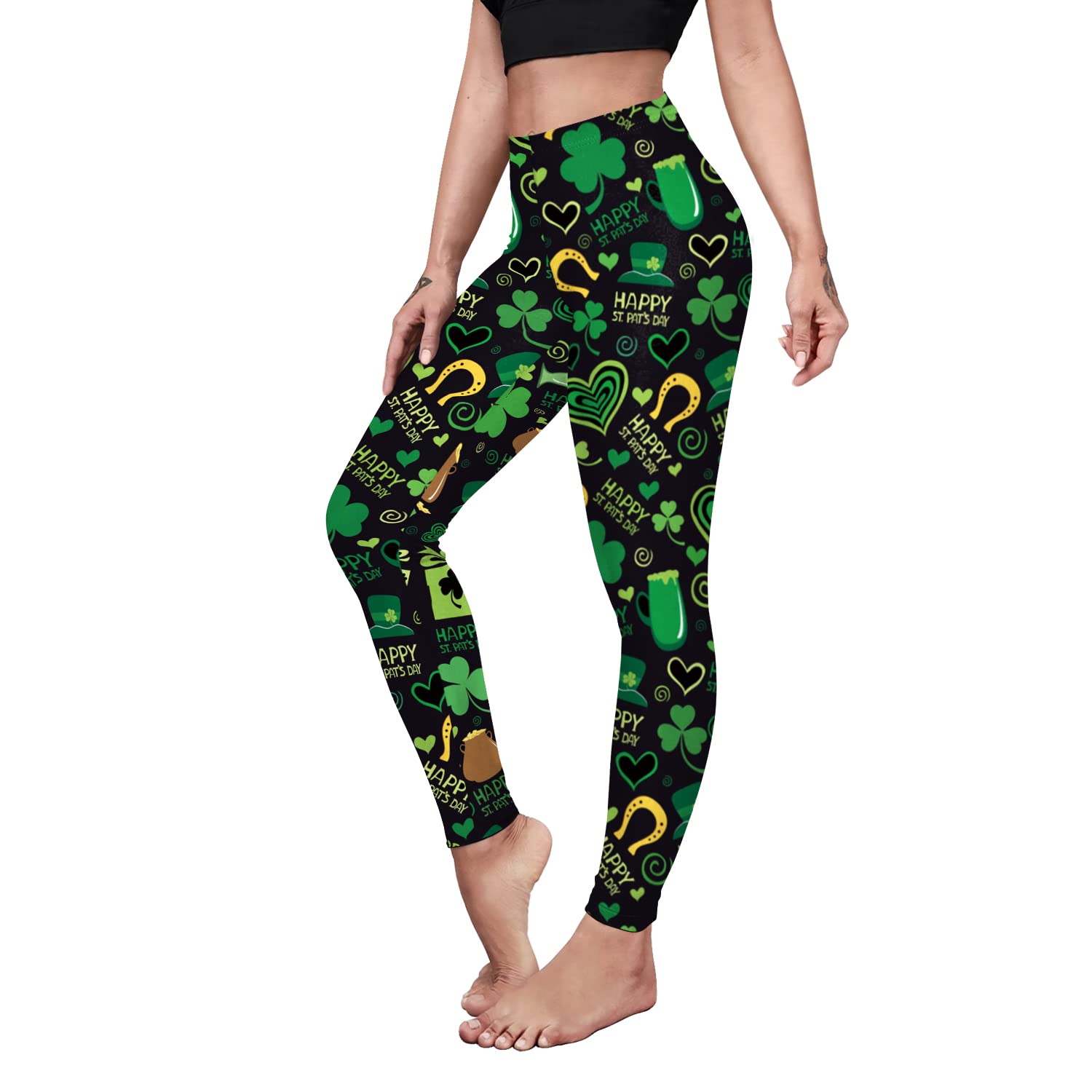 color cosplayer St. Patrick's Day Leggings Shamrock Stretchy Tights Yoga Pants for Women