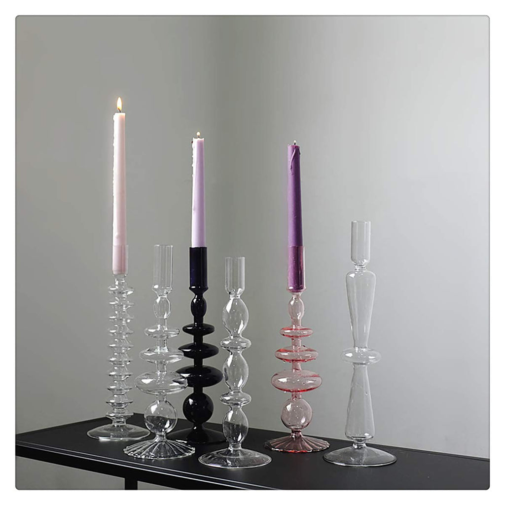 Glass Candlesticks Holders, Retro Glass Candle Holder for Taper Candle Table Centerpiece Wedding Party Home Decoration, Oliver Green