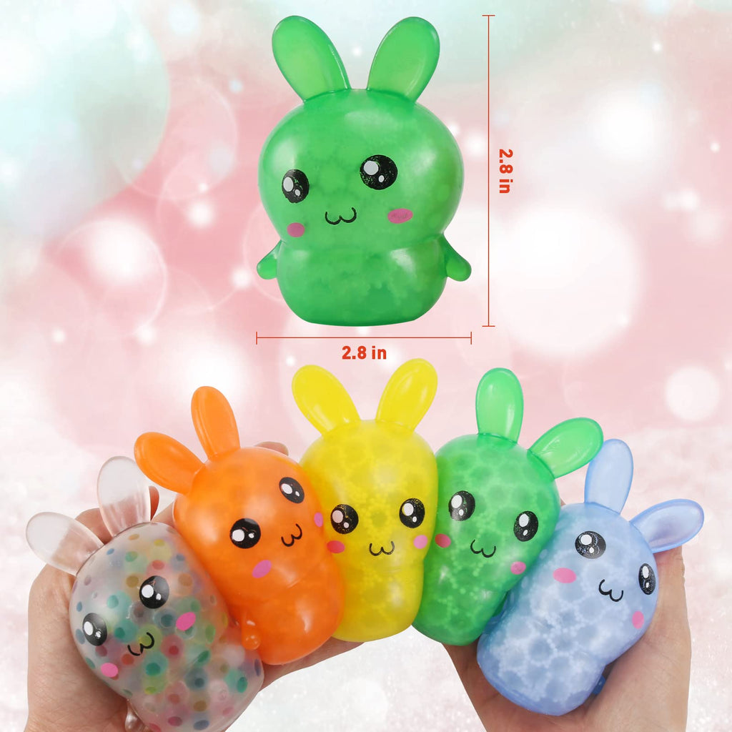 Easter Basket Stuffers,Easter Basket Essentials,4pcs Squishy Easter Bunny Stress Balls for Adults,Easter Stress Relief Fidget Balls,Easter Party Favors Easter Basket Ideas Gifts