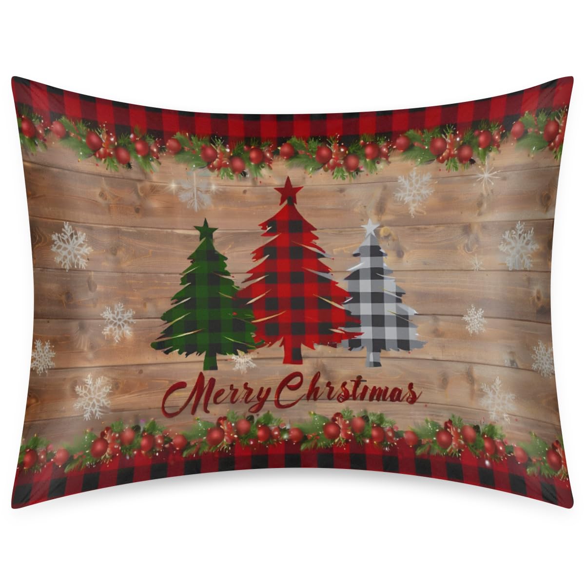 Christmas Light Trees Satin Pillow Case for Hair and Skin Satin Pillowcase Without Zipper Pillowcase, Standard Size Slip Silk Pillow Cases 20"x26" Silk Pillowcases for Bedroom Sofa Home Decor