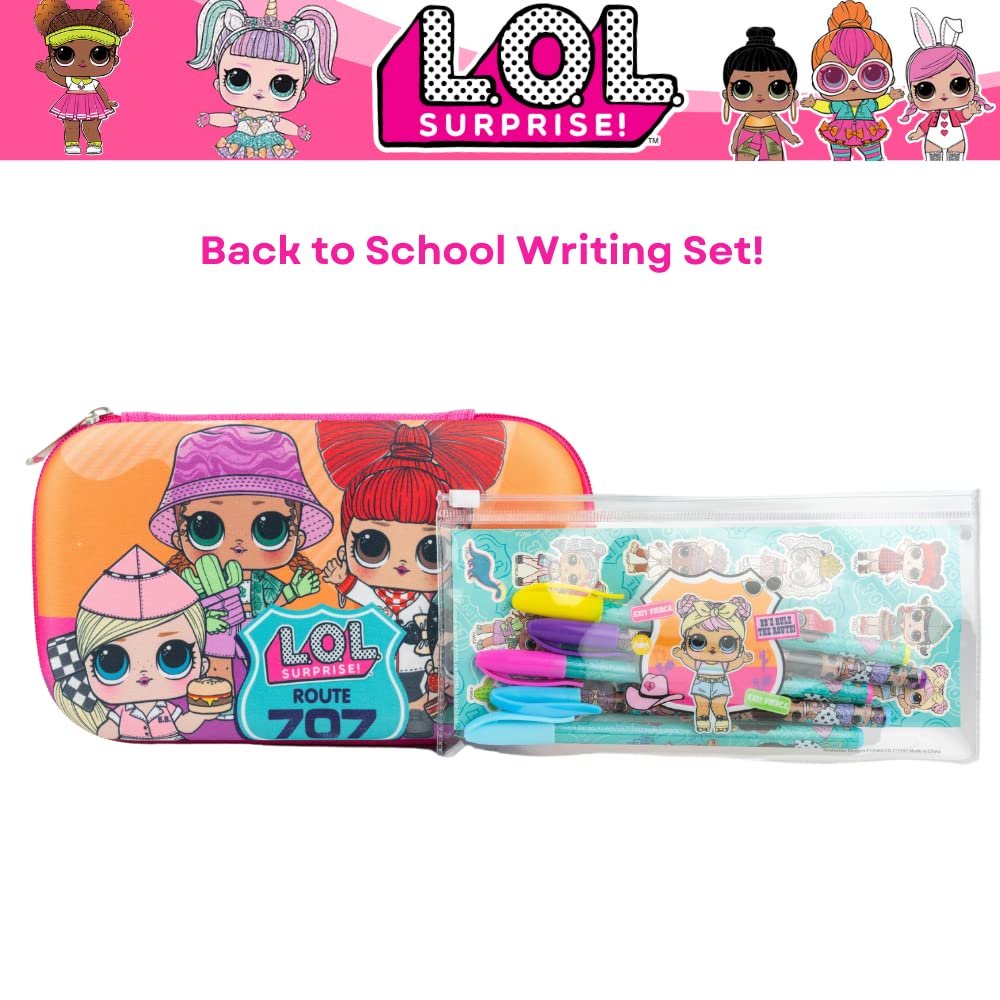 Innovative Designs Barbie Pencil Case Set with Stickers and Gel Pens for Kids, Molded with Zip Closure, Pink