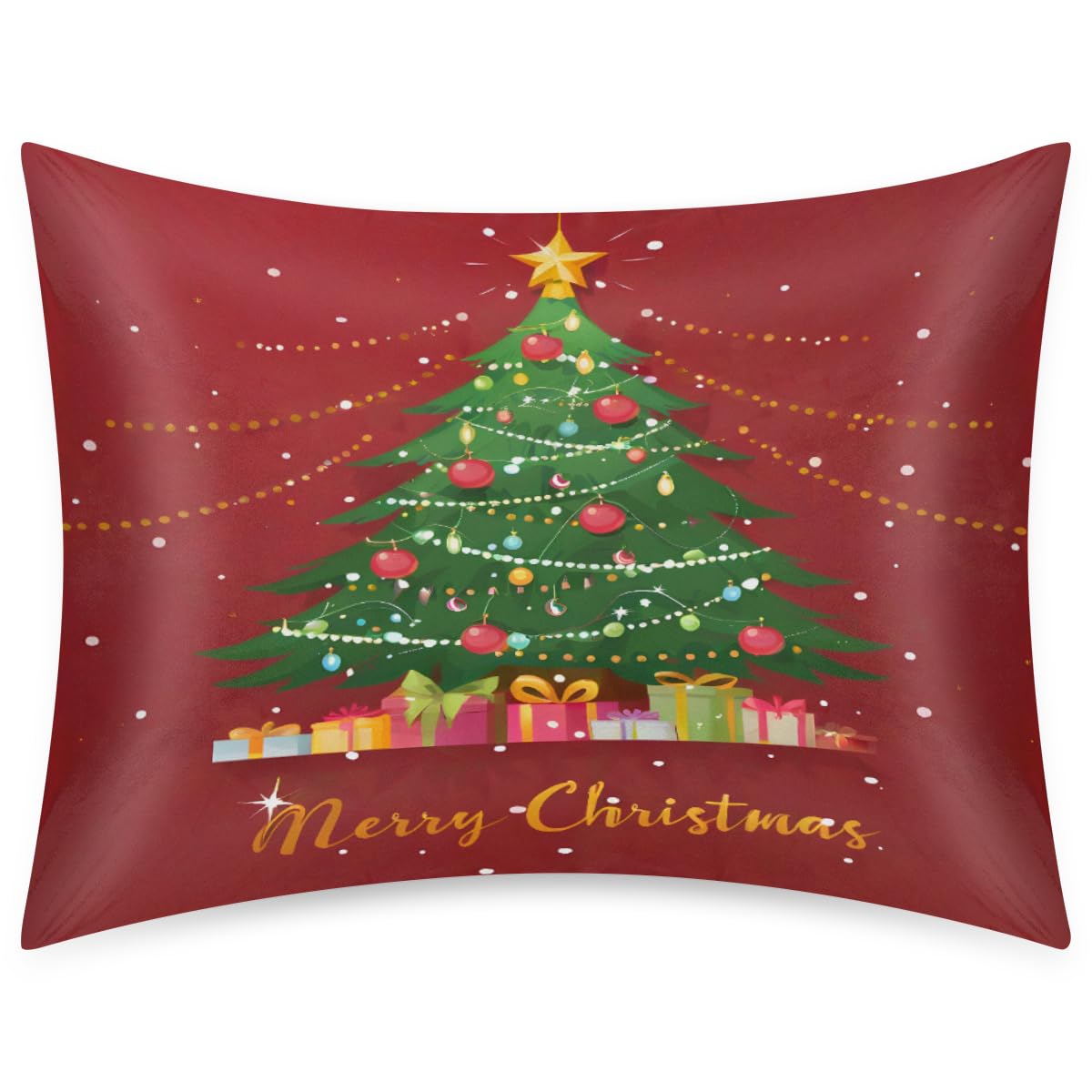 Christmas Light Trees Satin Pillow Case for Hair and Skin Satin Pillowcase Without Zipper Pillowcase, Standard Size Slip Silk Pillow Cases 20"x26" Silk Pillowcases for Bedroom Sofa Home Decor