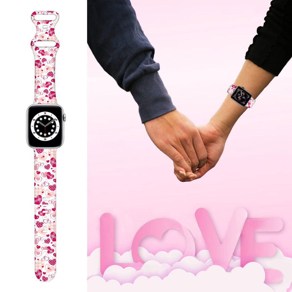 Holiday Watch Bands Compatible Watch 38mm 40mm 41mm 42mm for Women Men, Adjustable Soft Silicone Replacement Smartwatch Wristband for SE Series 8/7/6/5/4/3/2/1