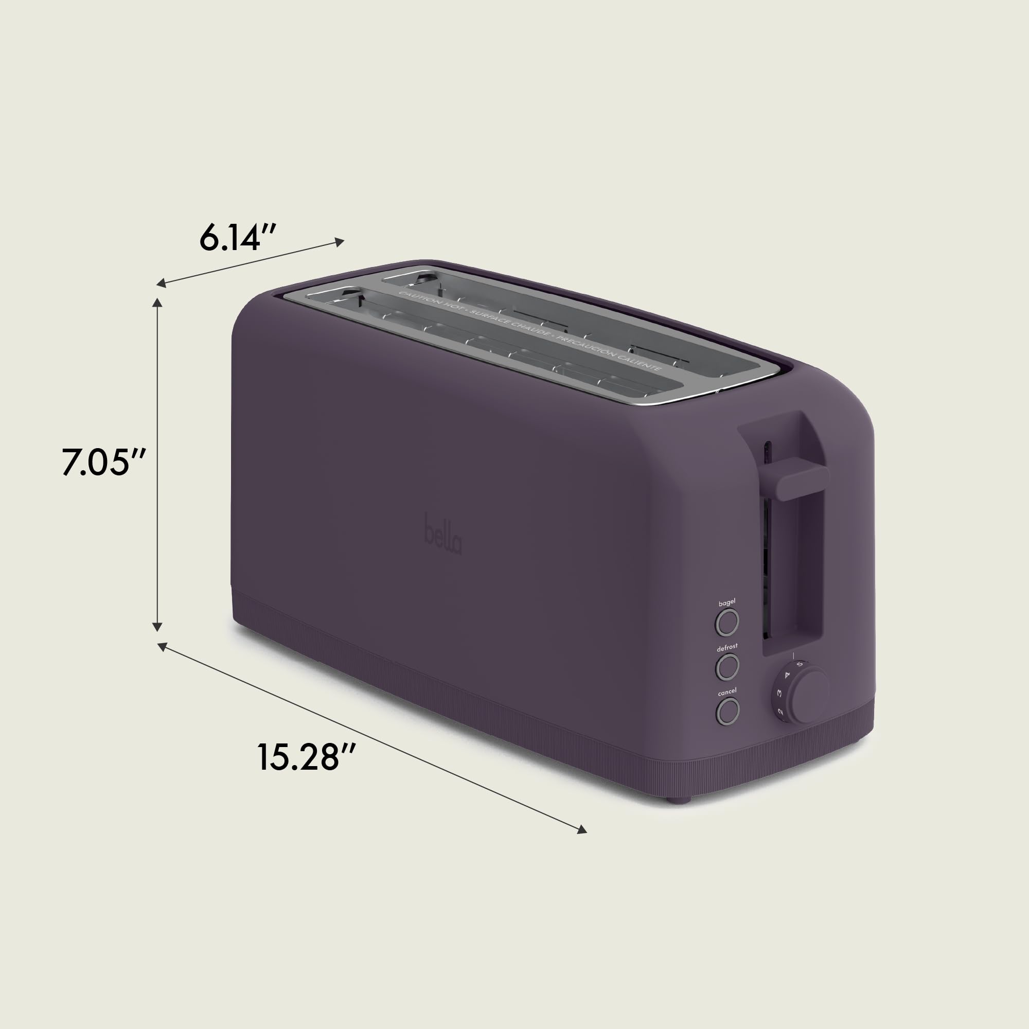 bella 2 Slice Slim Toaster, Fits-anywhere™ Kitchenware, 6 Setting Shade Control with Reheat & Cancel Buttons, Fits Sourdough, 10” Long Slot, Anti Jam & Auto Shutoff, 900 Watt, Surf
