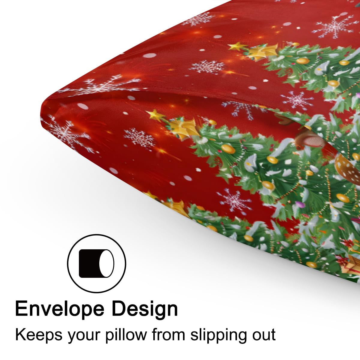 Christmas Light Trees Satin Pillow Case for Hair and Skin Satin Pillowcase Without Zipper Pillowcase, Standard Size Slip Silk Pillow Cases 20"x26" Silk Pillowcases for Bedroom Sofa Home Decor