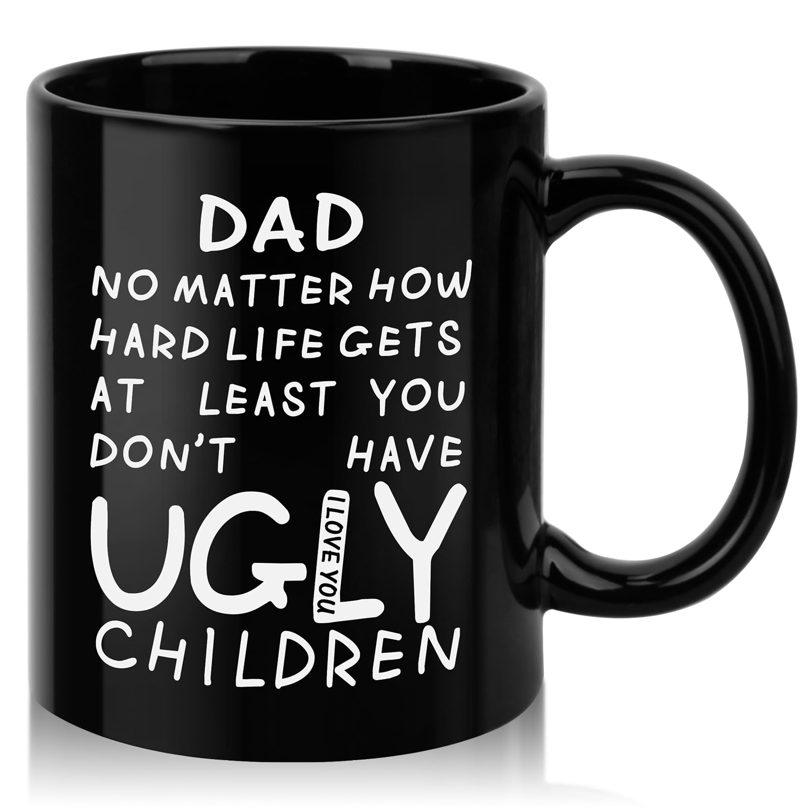 Fathers Day Dad Gifts from Daughter Son - 11oz Funny Coffee Mug for Dad Husband from Wife Kids Unique Ceramic Cup Printed on Both Sides Personalized Birthday Father’s Day Presents for Daddy Stepfather