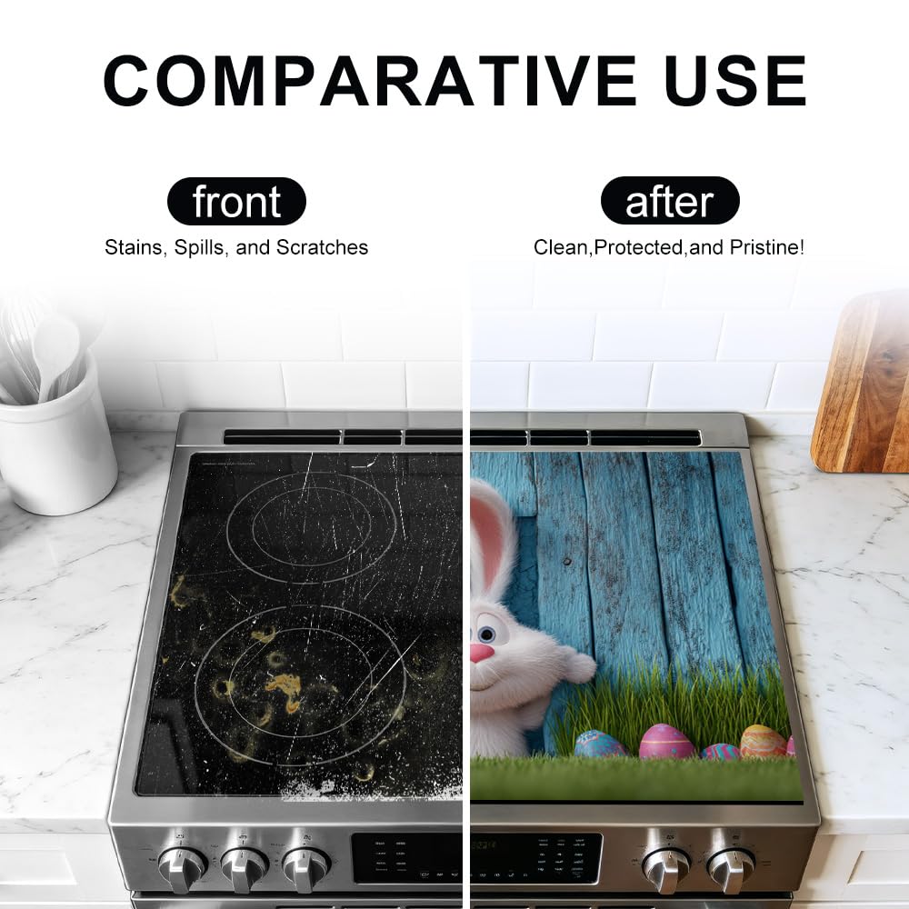 Stove Mat 28.35 x 20.47 Inch Christmas Fireplace and Tree Design Cozy Living Room Holiday Scene Decorative Kitchen Countertop Cover Reusable Flexible Mat for Gas Range Electric Stove Home Winter Décor