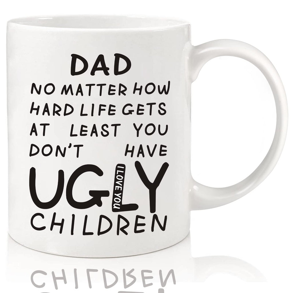 Fathers Day Dad Gifts from Daughter Son - 11oz Funny Coffee Mug for Dad Husband from Wife Kids Unique Ceramic Cup Printed on Both Sides Personalized Birthday Father’s Day Presents for Daddy Stepfather