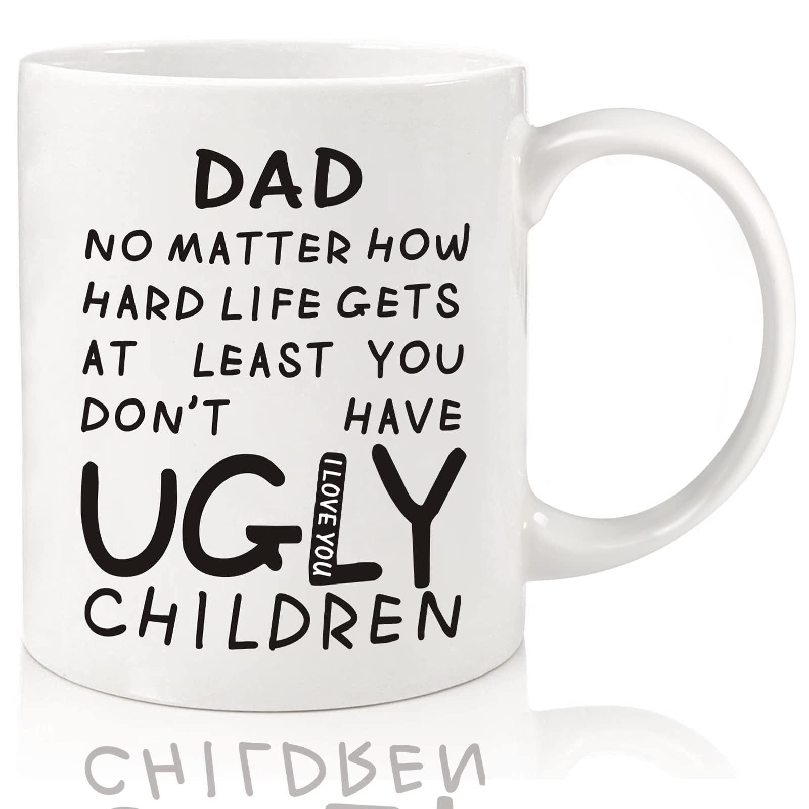 Fathers Day Dad Gifts from Daughter Son - 11oz Funny Coffee Mug for Dad Husband from Wife Kids Unique Ceramic Cup Printed on Both Sides Personalized Birthday Father’s Day Presents for Daddy Stepfather