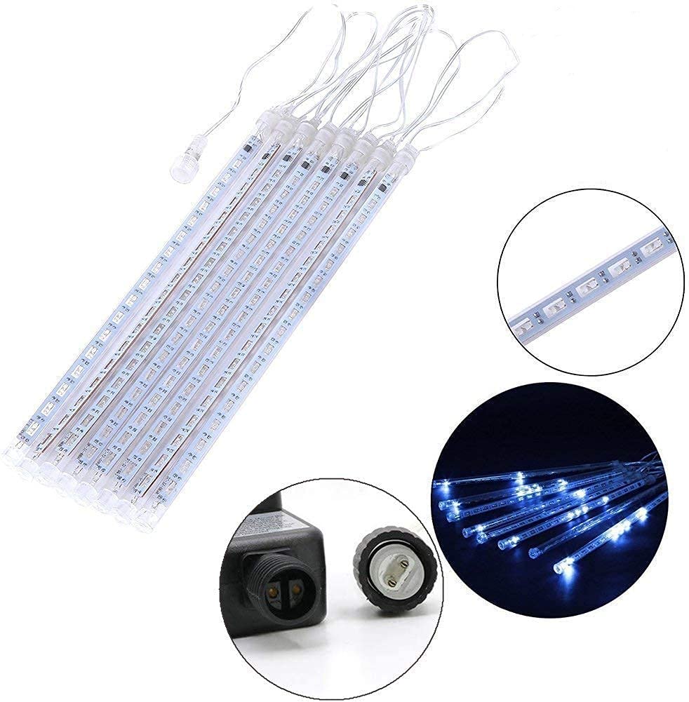 Weepong Halloween Lights Outdoor, Meteor Shower Christmas Lights for Halloween Decorations, 8 Tube 192 LED Snow Falling Rain Icicle String Light for Xmas Christmas Decor Tree Party, UL Plug Green