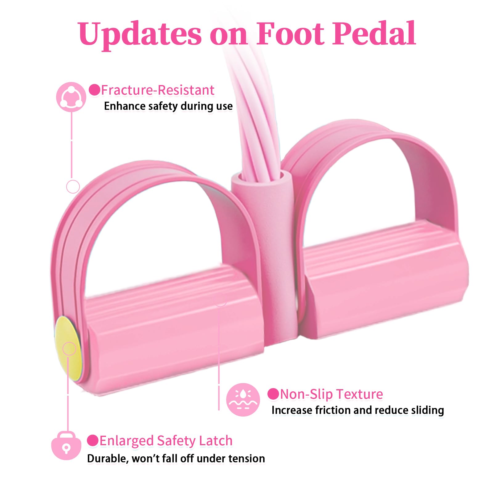 Pedal Resistance Bands with Handles, Upgrade 6-Tubes Manual Tension Training Pedal, Natural Rubber Foot Pedal Resistance Bands, Multifunction Fitness Bands for Abdomen, Waist, Arm, Leg