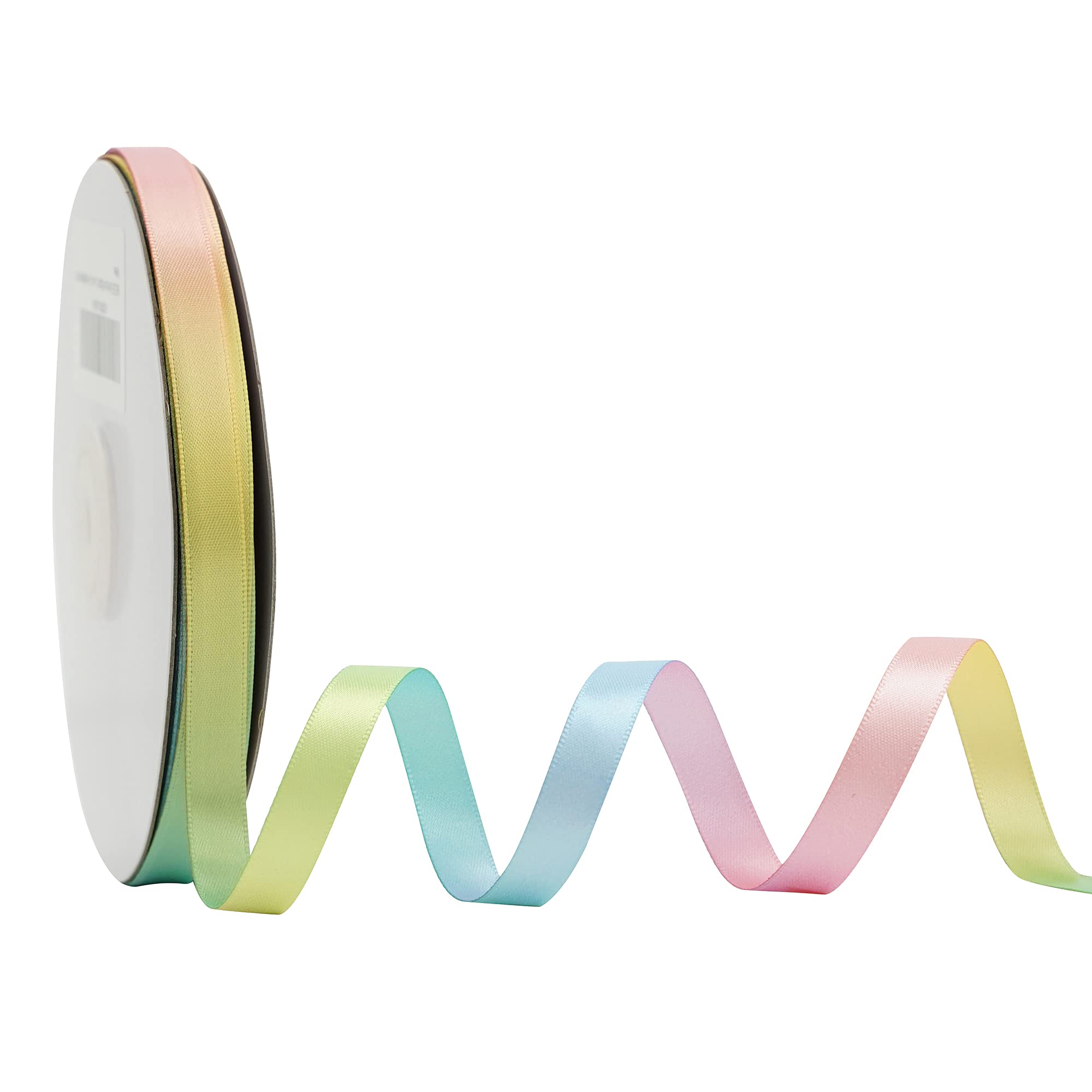 MEEDEE 3/8 Inch Satin Ribbon Set – 10 Rolls Rainbow Double Face Ribbon for Gift Wrapping, 5 Yards Each (Total 50 Yards), Decorative Ribbon for Presents & Party Favors