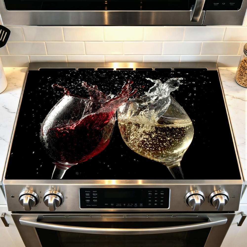 Stove Mat 28.35 x 20.47 Inch Christmas Fireplace and Tree Design Cozy Living Room Holiday Scene Decorative Kitchen Countertop Cover Reusable Flexible Mat for Gas Range Electric Stove Home Winter Décor