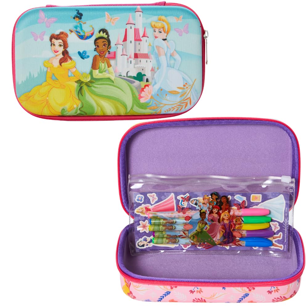 Innovative Designs Barbie Pencil Case Set with Stickers and Gel Pens for Kids, Molded with Zip Closure, Pink