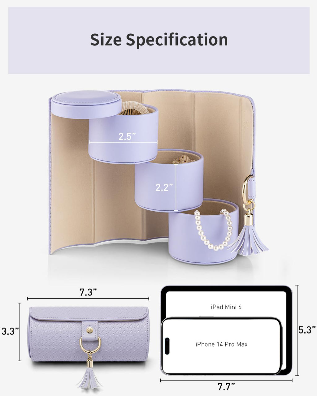 VLANDO Gifts 2026 for Women, Girl - Travel Jewelry Oragnizer, 3-Layer Jewelry Storage Box, Travel Essential Accessories for Women, Birthday Gifts for Couples Mom Friends - Grey