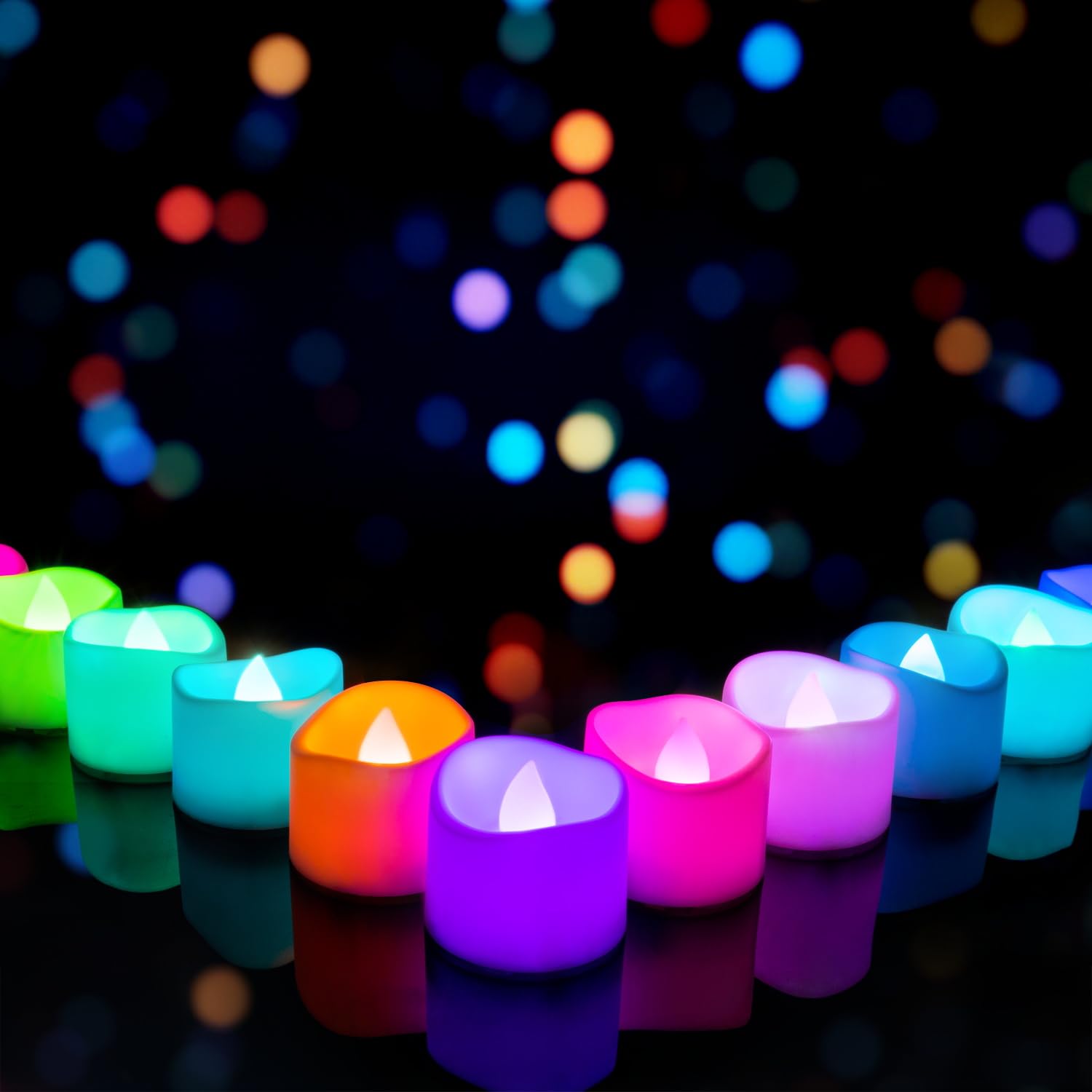 Homemory Green Tea Lights Candles Battery Operated, 200+Hour Flameless Flickering Fake Electric LED Colored Tealights for St. Patrick's Day, Christmas, Theme Party, Seasonal Celebrations, 12-Pack