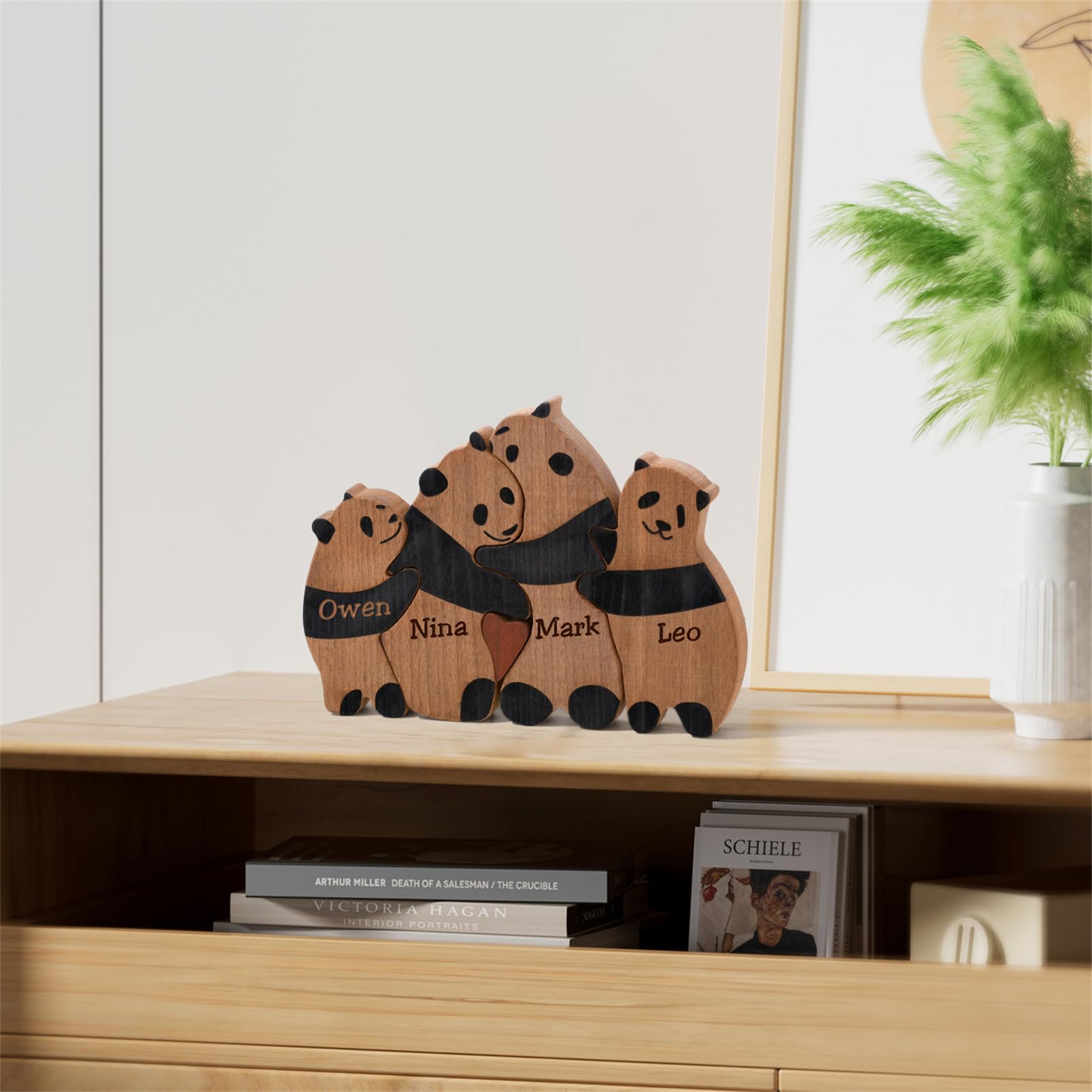 Personalized Family Name Puzzle with 2-8 Names Custom Wooden Bear Puzzle with Names Customized Wooden Puzzle Gifts for Christmas (Bear)