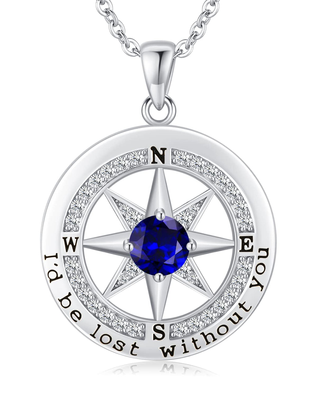 S925 Necklace Gift for Wife |Compass Jewelry |Women Anniversary |Sterling Silver |Girlfriend Birthday Gifts for Her Valentines |I'd be Lost without You |Jewel 18K Gold