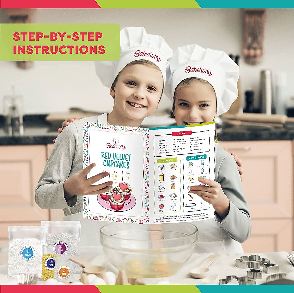 Baketivity DIY Cake Pop Baking Kit for Kids - Premeasured Ingredients, Decorating Supplies