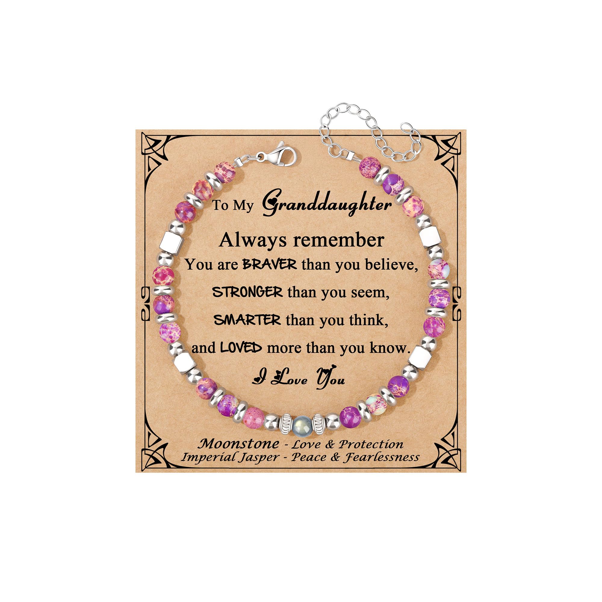 JoycuFF 𝗚𝗶𝗳𝘁𝘀 𝗳𝗼𝗿 𝗪𝗼𝗺𝗲𝗻 𝗠𝗼𝗼𝗻𝘀𝘁𝗼𝗻𝗲 𝗕𝗿𝗮𝗰𝗲𝗹𝗲𝘁 Amazonite Colorful Imperial Jasper Stainless Steel Beads Bracelets, Graduation Christmas Valentines Mothers Day Birthday Gifts