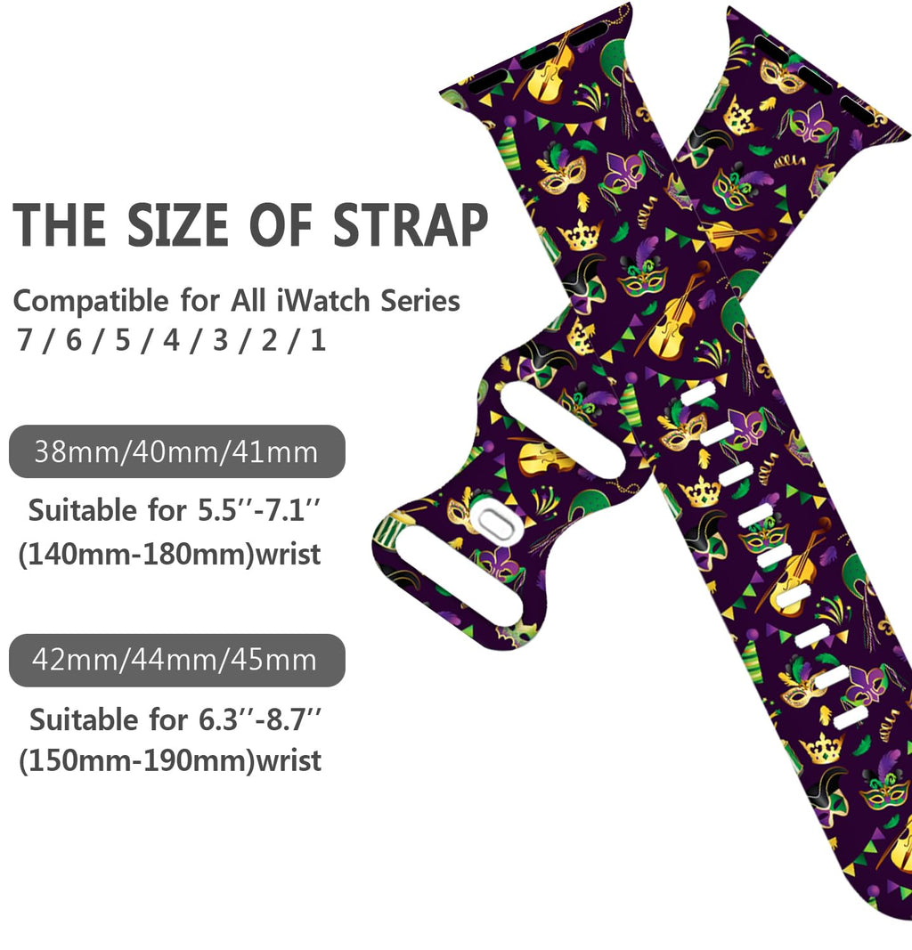 Holiday Watch Bands Compatible Watch 38mm 40mm 41mm 42mm for Women Men, Adjustable Soft Silicone Replacement Smartwatch Wristband for SE Series 8/7/6/5/4/3/2/1