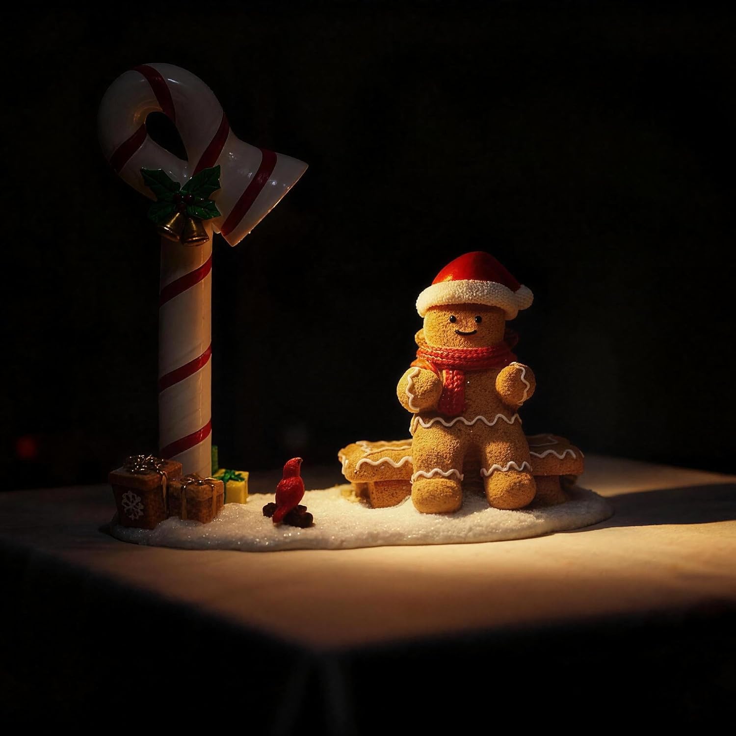 Christmas Gingerbread Man Decorations Indoor Home Decor Christmas Gingerbread Man Figurines Winter for Table Top Centerpiece Fireplace Decor Cute Decoration Gift（GB）