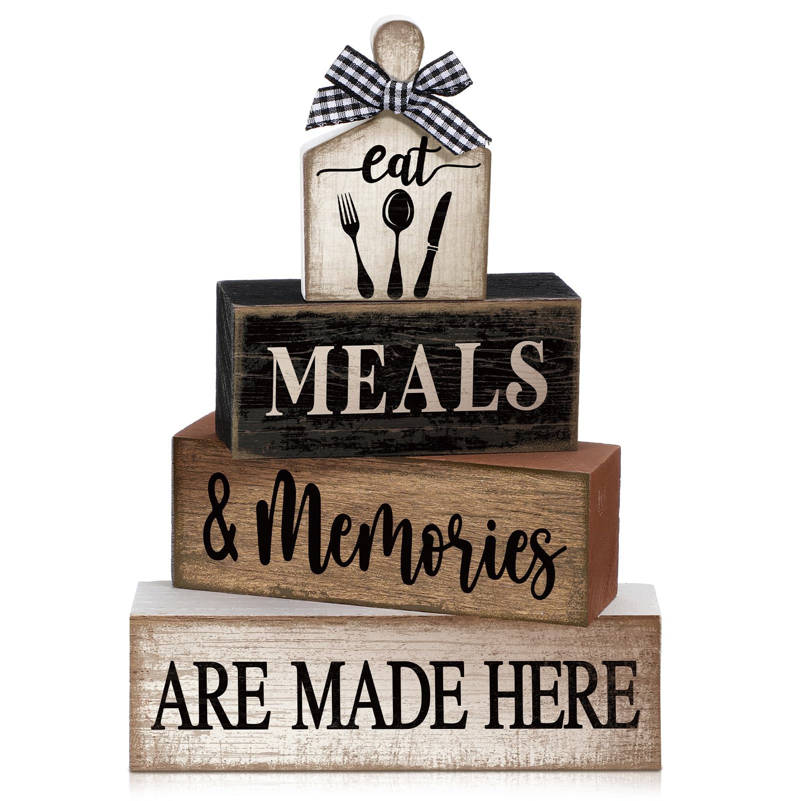 Moucuny 4 Pcs Christmas Table Decor Wooden Hot Cocoa Decoration Christmas Centerpiece Winter Tiered Tray Decor Decorative Red Hot Cocoa Block Signs Gift Farmhouse Xmas Decoration for Home Kitchen
