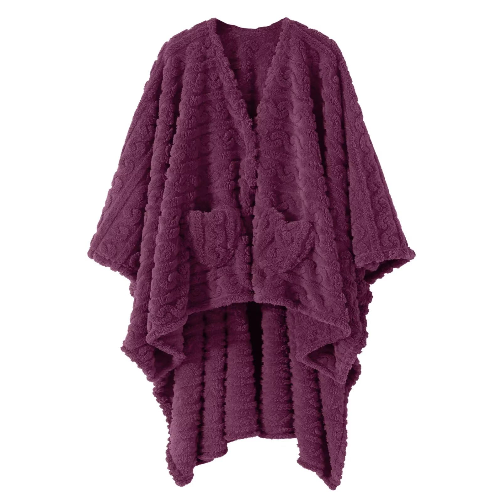 Wearable Blanket Poncho Cape Wrap for Adult, Cozy Sherpa Fleece Pocketed Shawl TV Throw Blankets for Office and Lounge(Caramel,58'' x 64'')