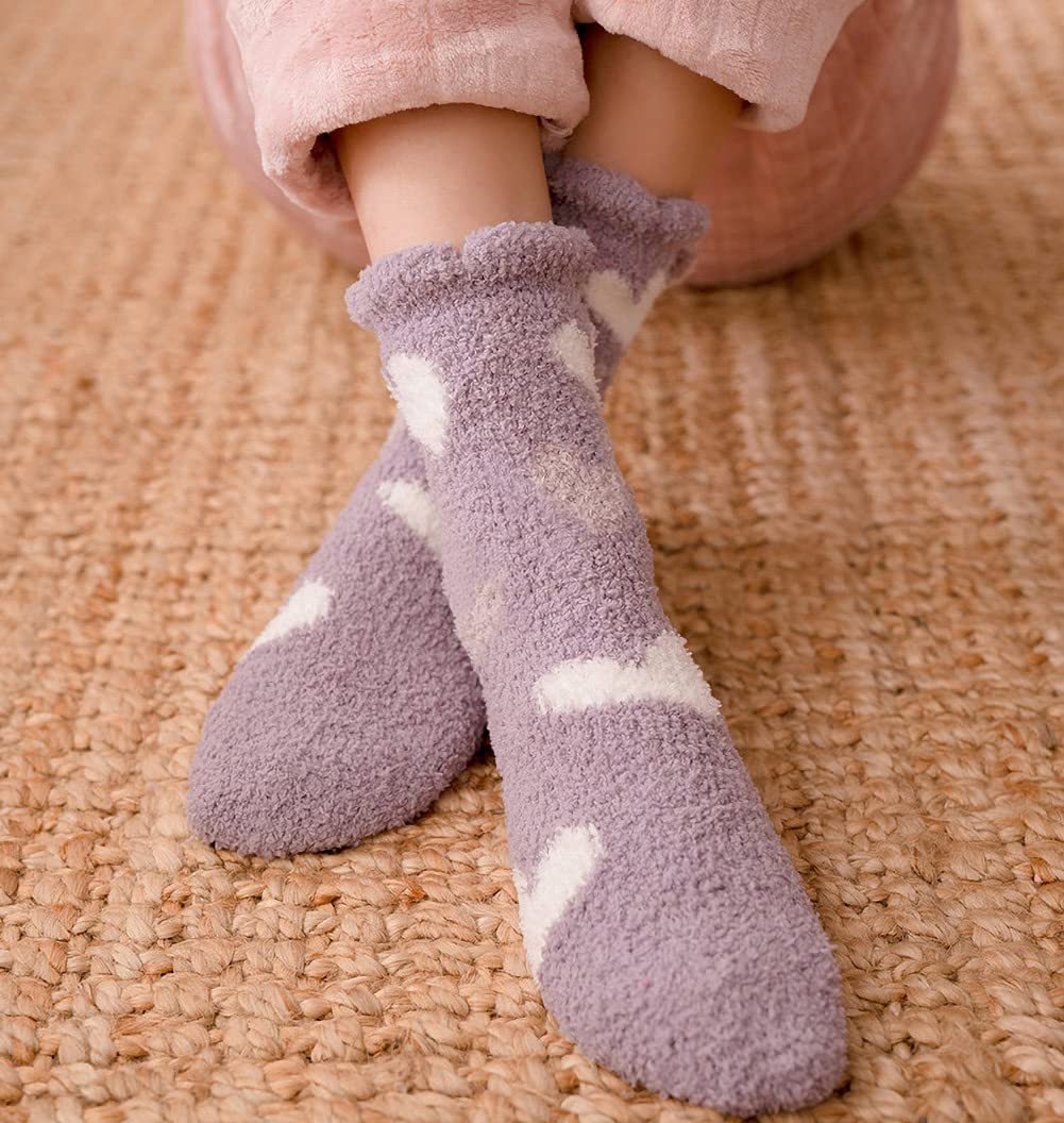 Plush Fuzzy Socks for Women Fluffy Cozy Slipper Socks Fall Thanksgiving Birthday Gifts for Her