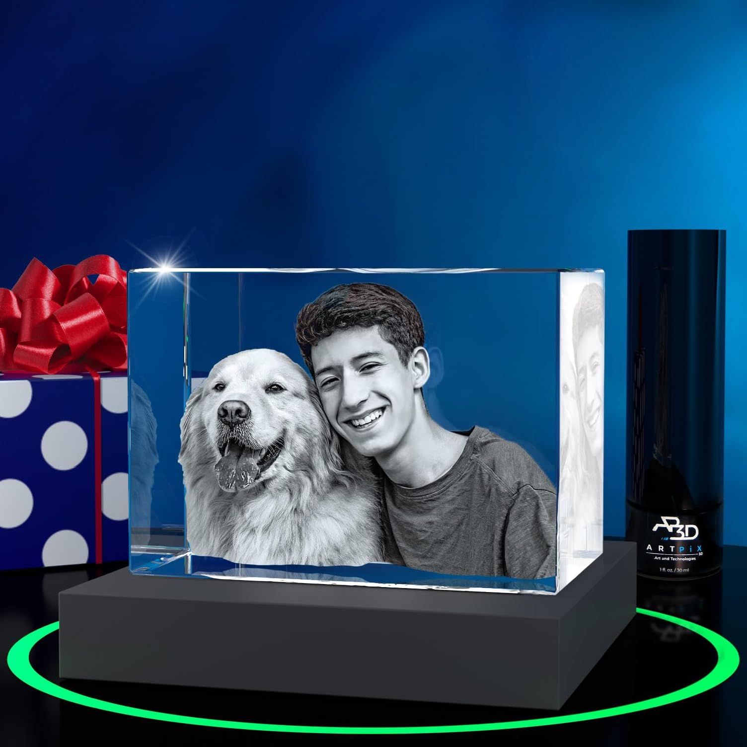 ArtPix 3D Crystal Photo, Personalized Dog Memorial Gifts with Your Own Photo for Dog Lovers, Pet Owners, 3D Laser Etched Picture, Engraved Crystal in Memory of Dog, Customized Gifts