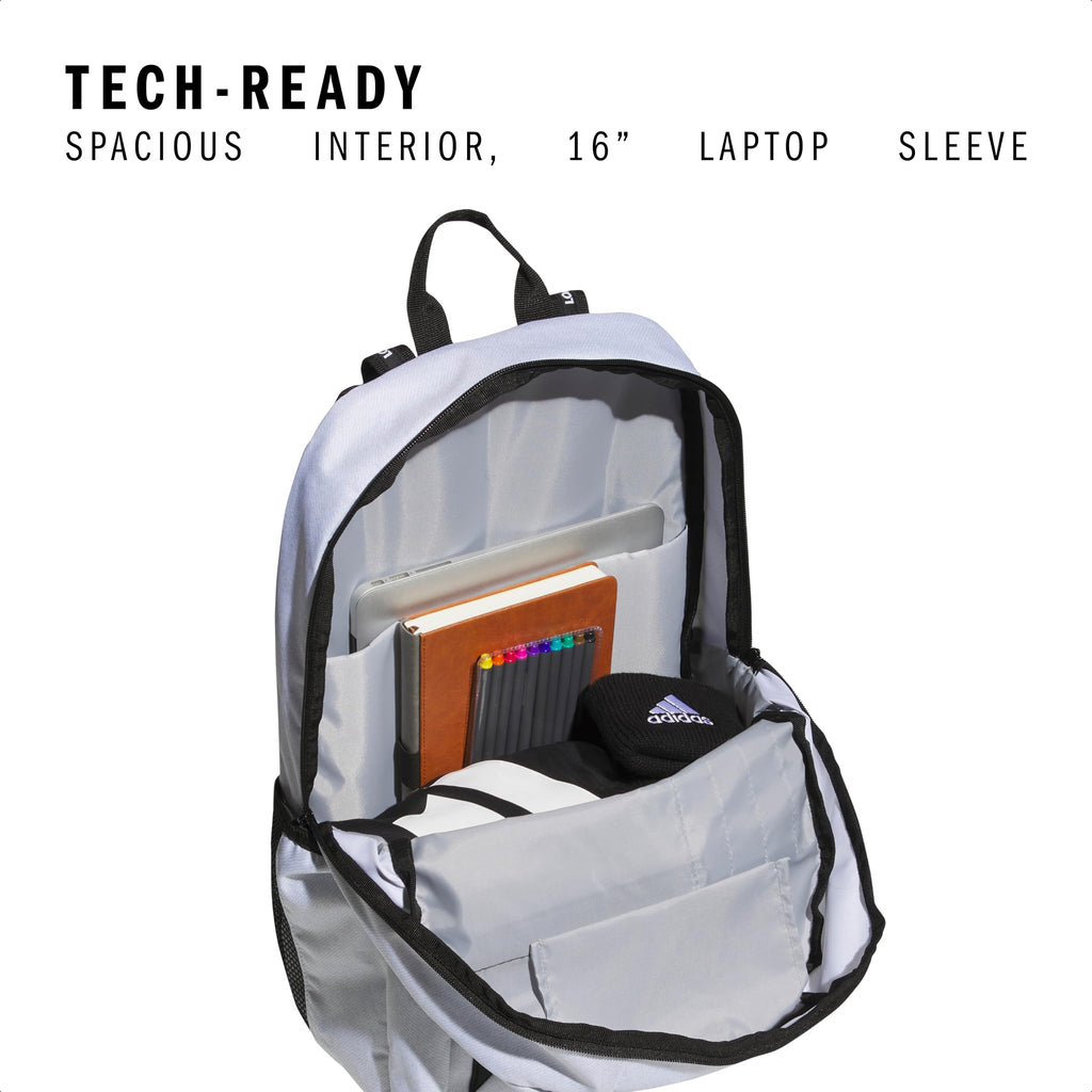 adidas Excel 7 School Backpack for Laptop, Gym and Travel, 34L, Twill White/Black/7.5, OSFA