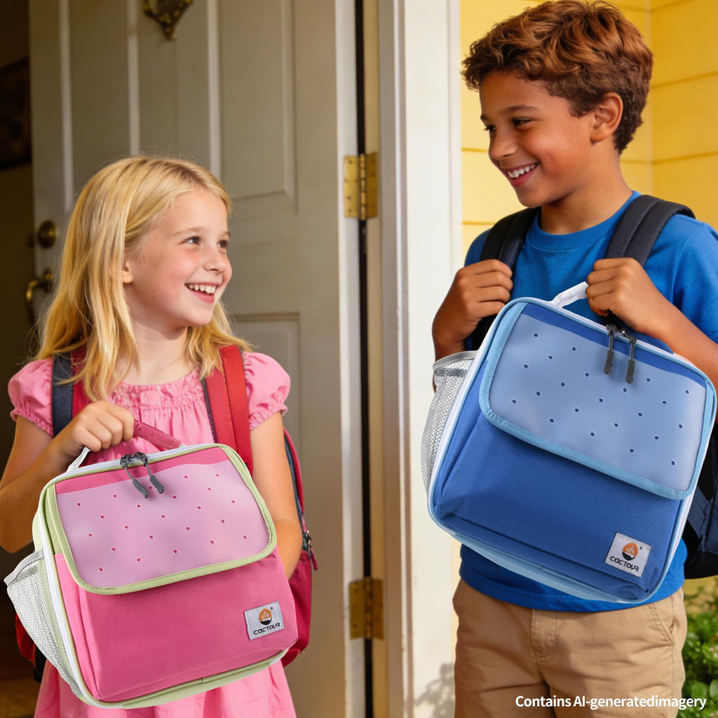 CaCTOUR Lunch Box Kids,Premium Insulated Lunchbox for Girls Boys,Soft Mini Cooler Bag Back to School Thermal Reusable Lunch Bag for Work School Picnic (Blue)