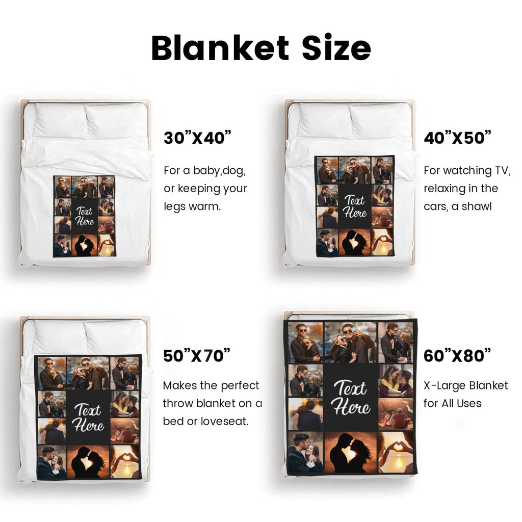 inkArts Custom Blanket Throws with Photos Text Personalized with Picture Customizable, Customize for Mom, Dad, Couple, Girlfriend, Boyfriend, Husband & Wife