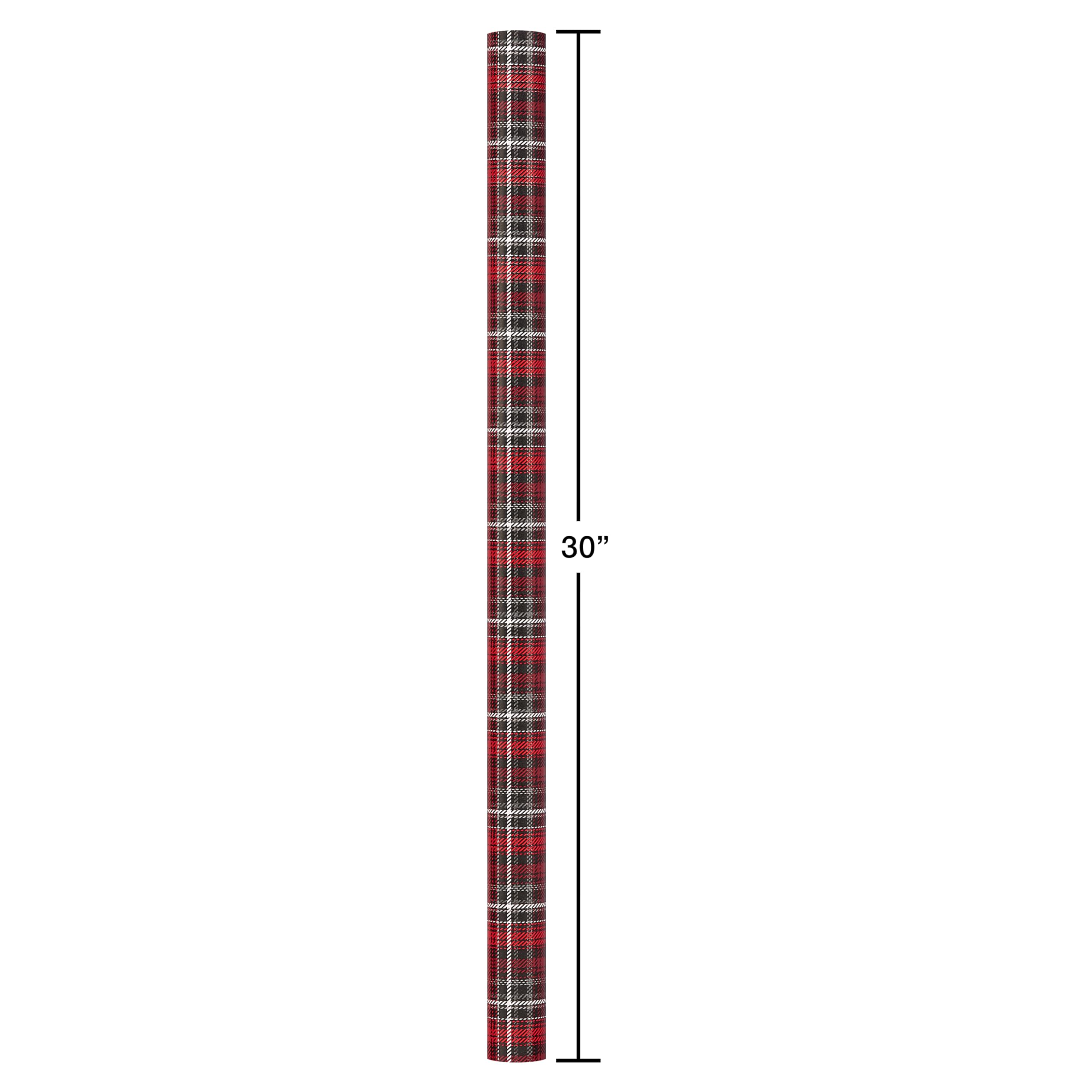 American Greetings Christmas Wrapping Paper, Red and Black Buffalo Plaid Holiday Gift Wrap Set (120 sq.ft., 4 rolls-30 in. x 12 ft., 7 Adhesive Bows, 30 Gift Tag Stickers) Rustic, Snowflakes, Reindeer