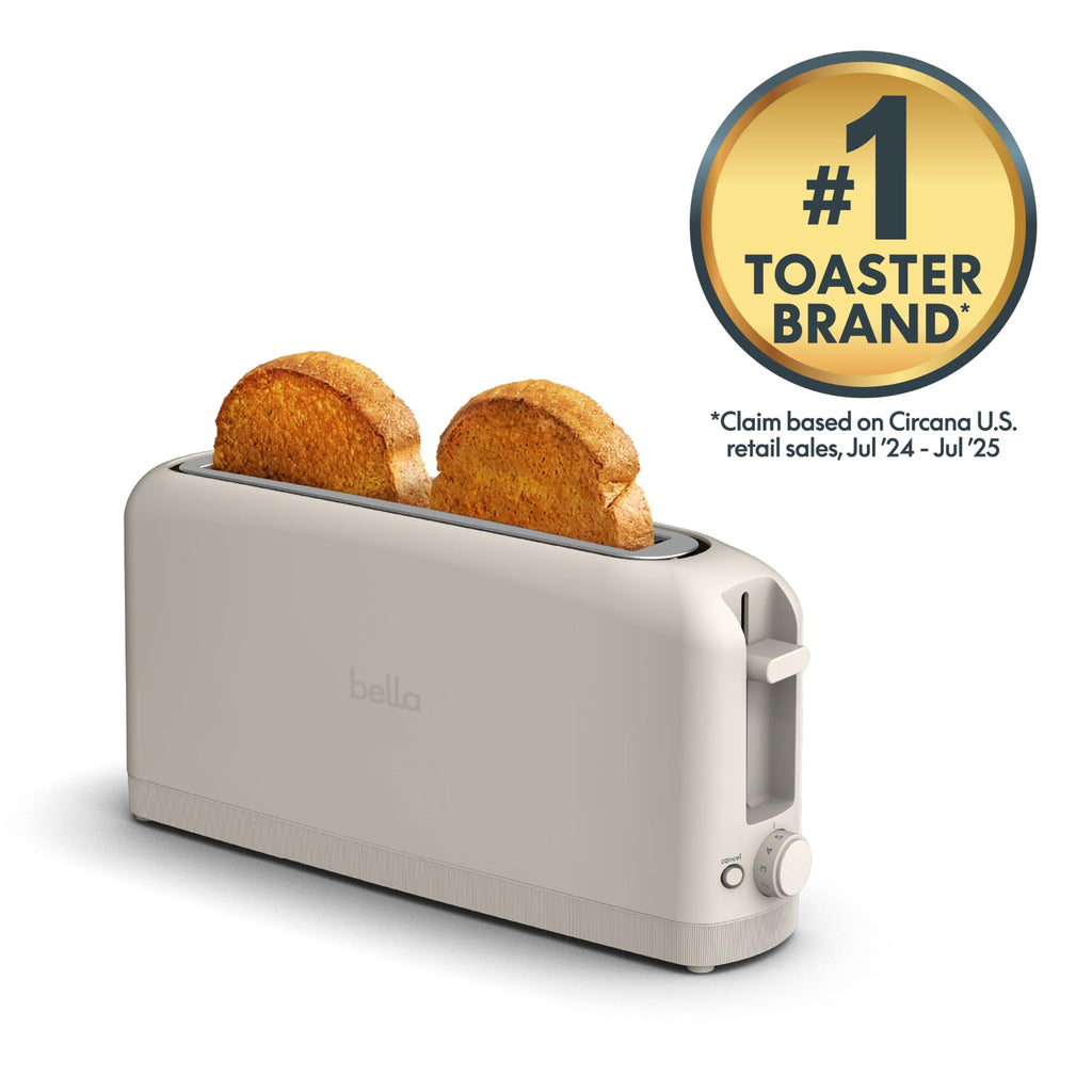 bella 2 Slice Slim Toaster, Fits-anywhere™ Kitchenware, 6 Setting Shade Control with Reheat & Cancel Buttons, Fits Sourdough, 10” Long Slot, Anti Jam & Auto Shutoff, 900 Watt, Surf