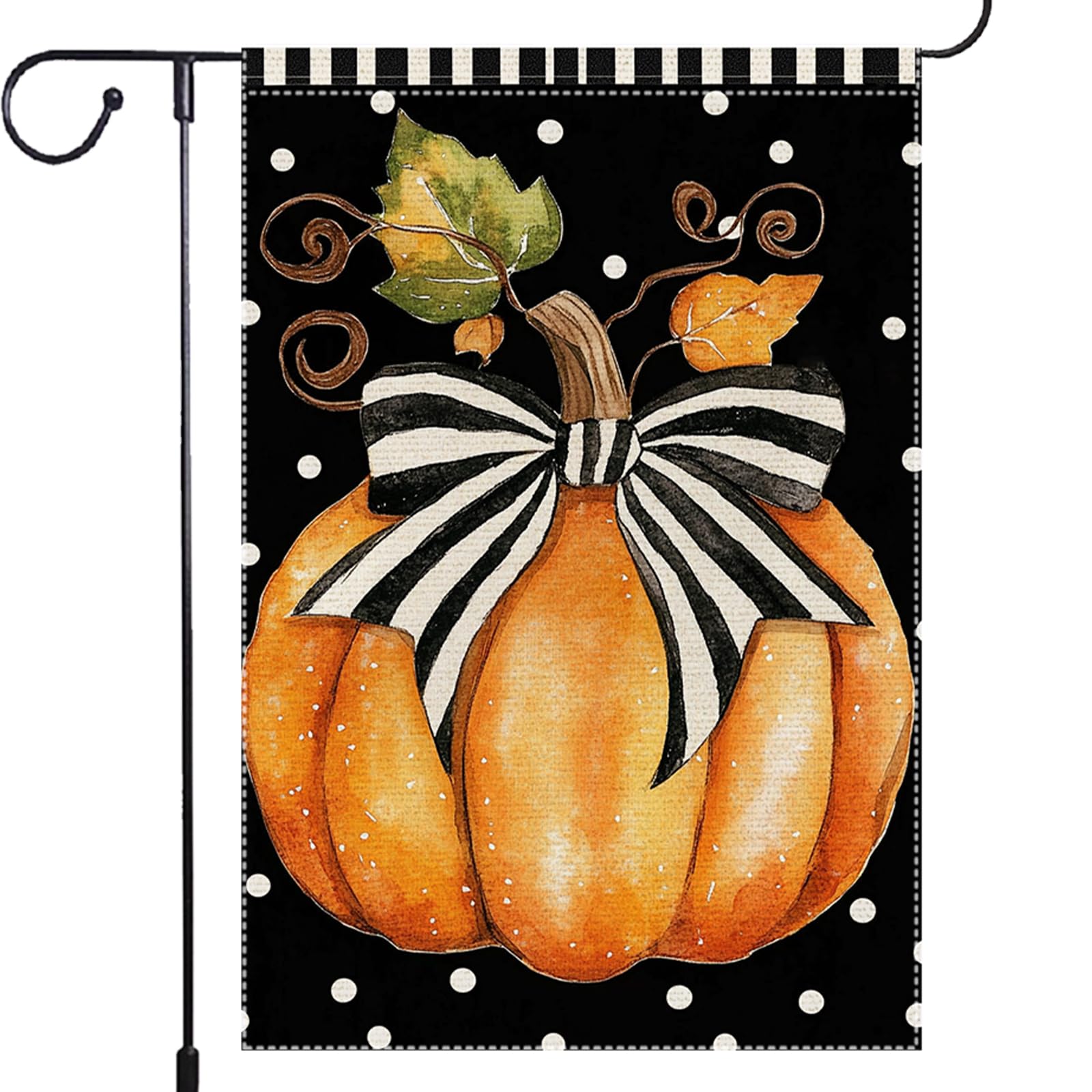 Fall Garden Flag For Outdoor Decor Thanksgiving Garden Flags Autumn Stained Glass Pumpkin Maple Leaf Double Sided Small Burlap Outside Porch Lawn Yard Flags Decorations 12.5x18 Inch