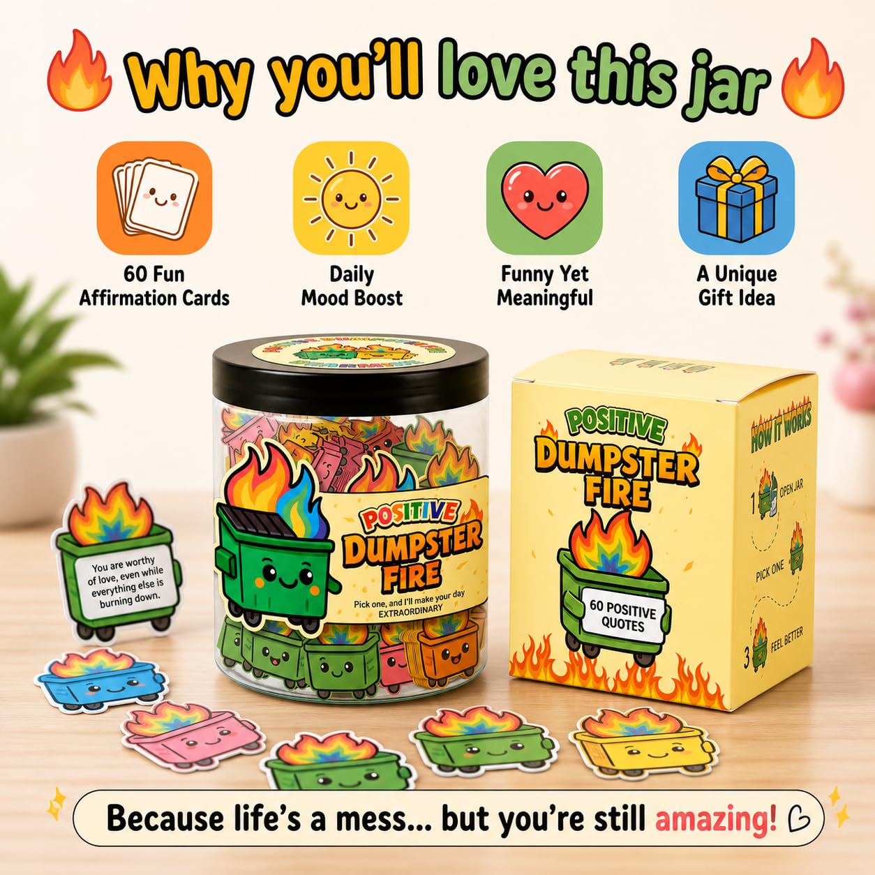 DEARMINE 60 Dad Jokes Cards Jar, Fathers Day Dads Gift for Dad Husband from Daughter - Son - Wife, Funny Birthday Gift for Dads - Stepdad, Best Grandpa Gifts, Unique Cool Gag Gifts for Men
