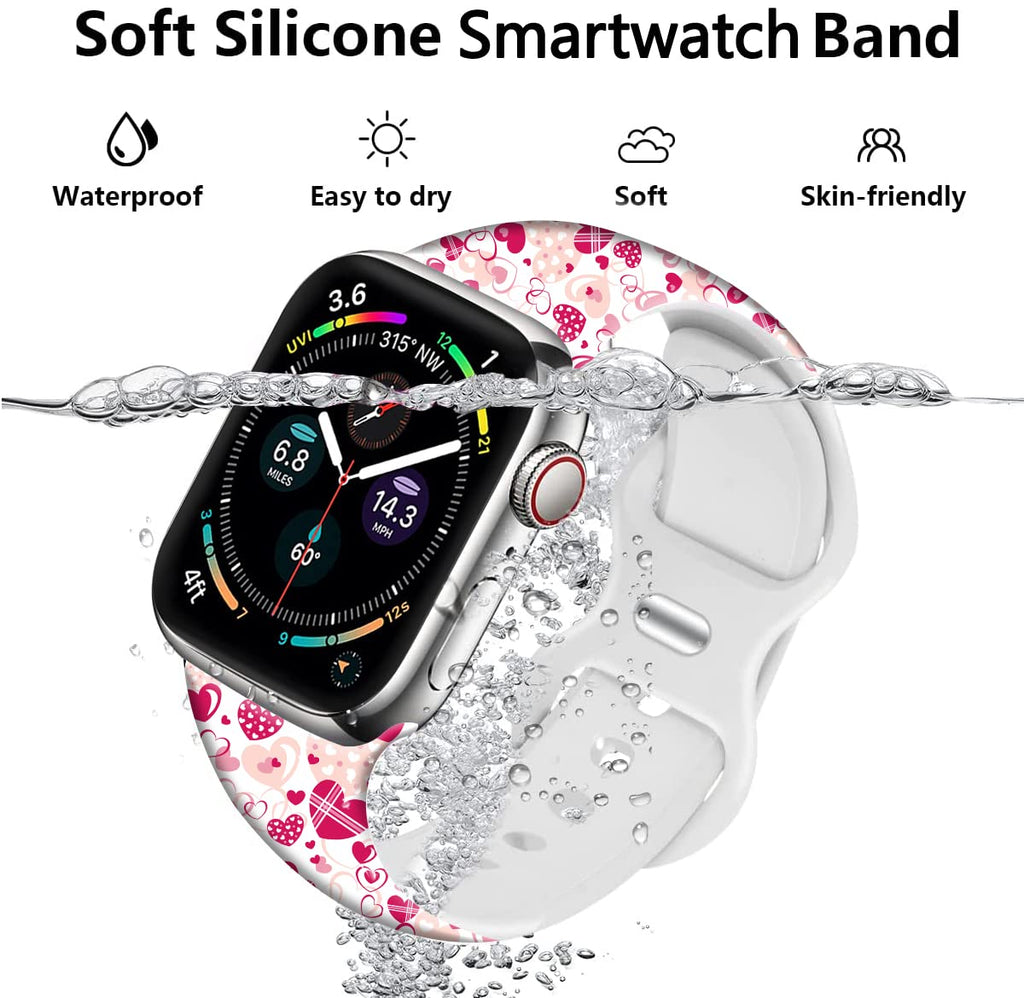 Holiday Watch Bands Compatible Watch 38mm 40mm 41mm 42mm for Women Men, Adjustable Soft Silicone Replacement Smartwatch Wristband for SE Series 8/7/6/5/4/3/2/1