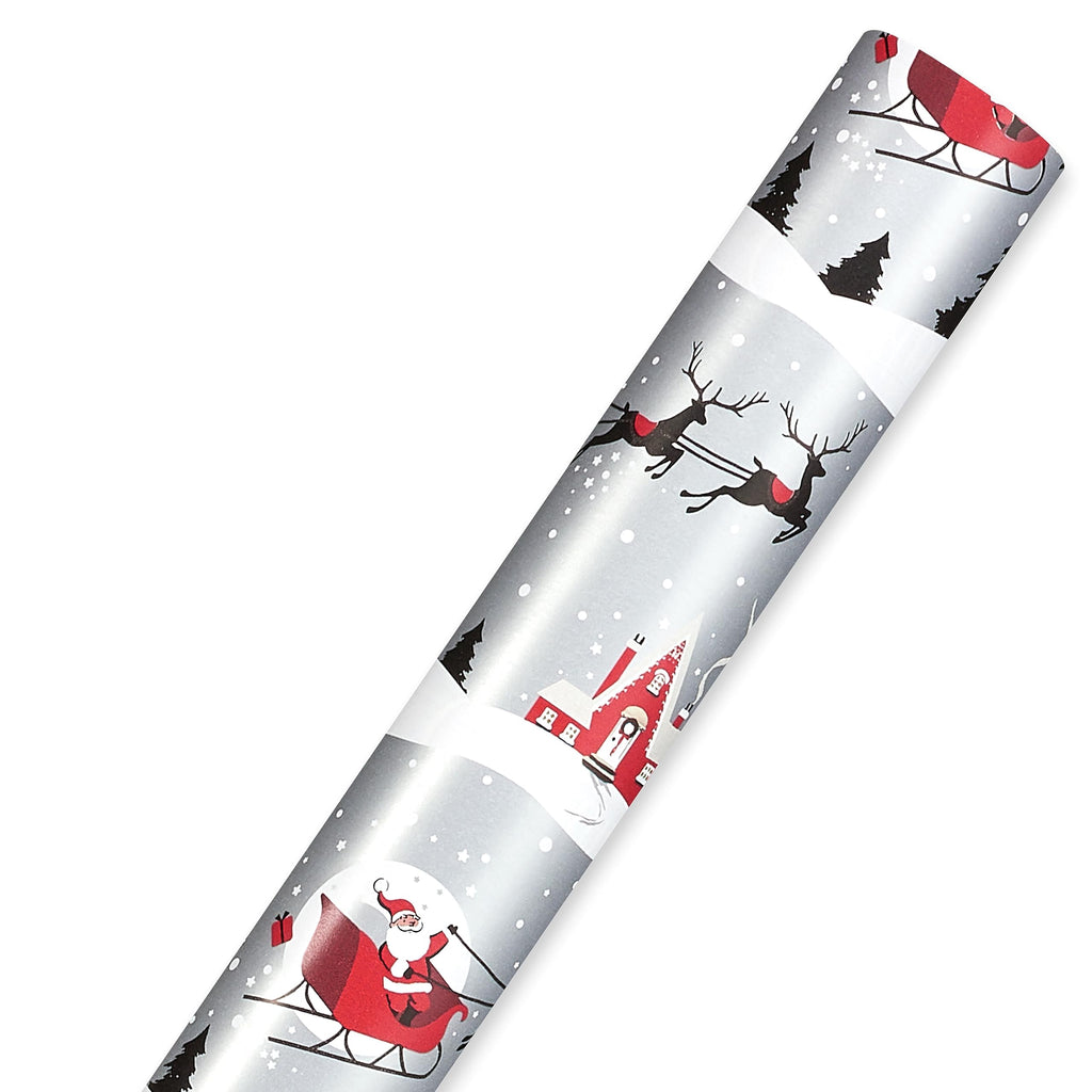 American Greetings Christmas Wrapping Paper, Red and Black Buffalo Plaid Holiday Gift Wrap Set (120 sq.ft., 4 rolls-30 in. x 12 ft., 7 Adhesive Bows, 30 Gift Tag Stickers) Rustic, Snowflakes, Reindeer