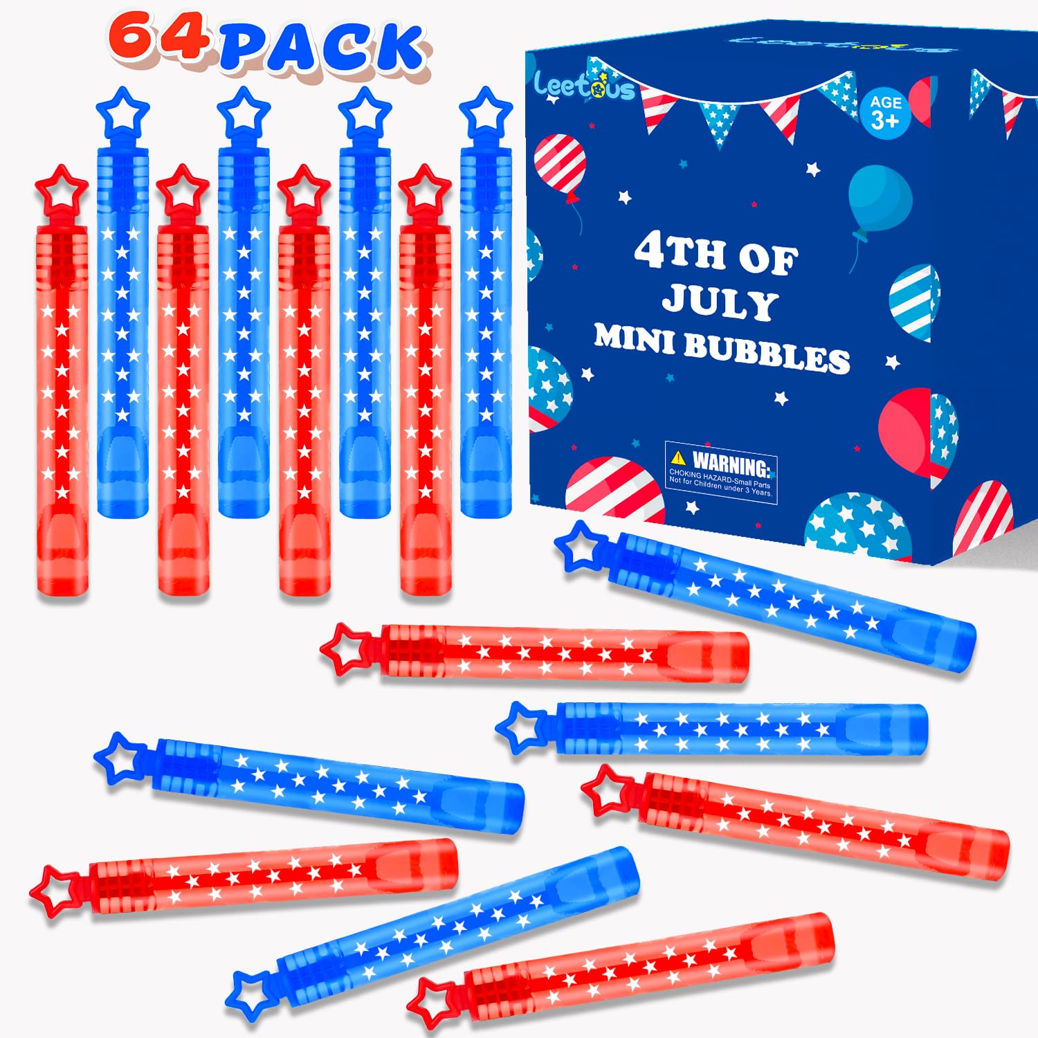 Fourth of July Party Favors Supplies for Kids,32 Pack 4th of July Mini Bubbles Goodie Treat Bags Stuffers for Toddler Boys Girls,250th Anniversary Patriotic Toys Gifts Prize Accessories Birthday Decor