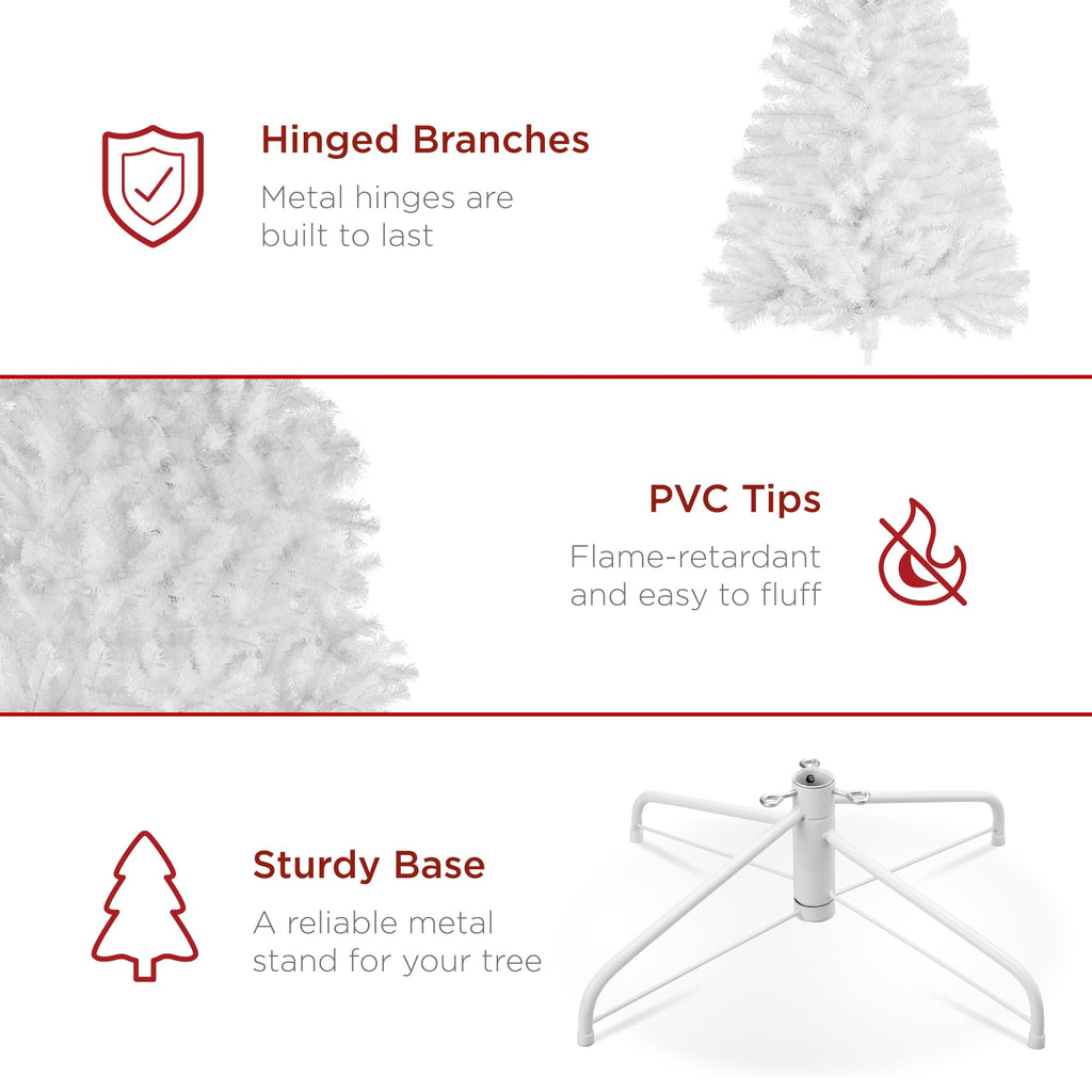 Best Choice Products Artificial Christmas Tree, 7.5ft Premium Unlit Realistic Spruce Holiday Décor w/Dense Branches, Easy Assembly, Metal Base