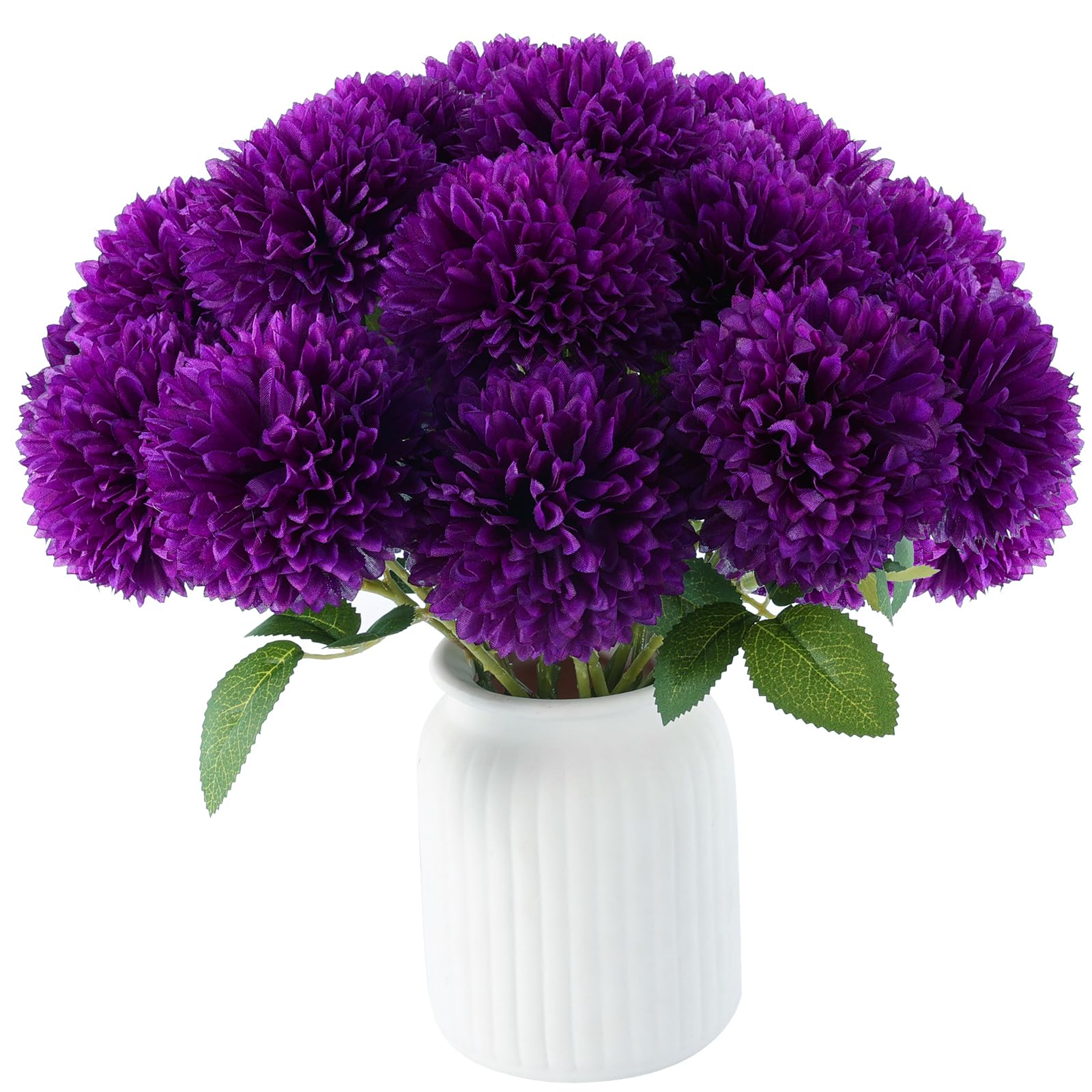 Hananona 12 Pcs Artificial Chrysanthemums Flowers Patriotic Flower, 4th of July Fake Mums Flowers Silk for Home Decor Indoor Memorial Day Table Centerpiece Vase not Included (12, Red, White, Blue)